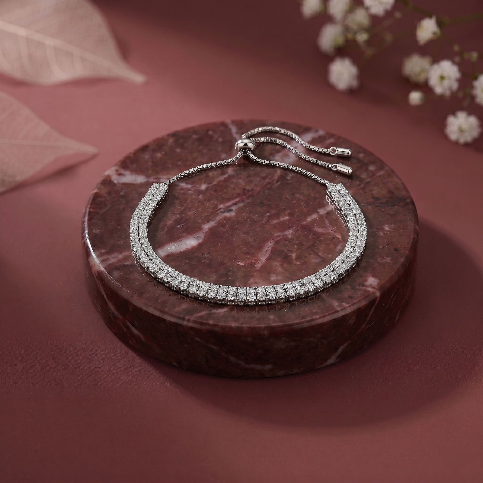 Radiant Curve Crystal Silver Bracelet