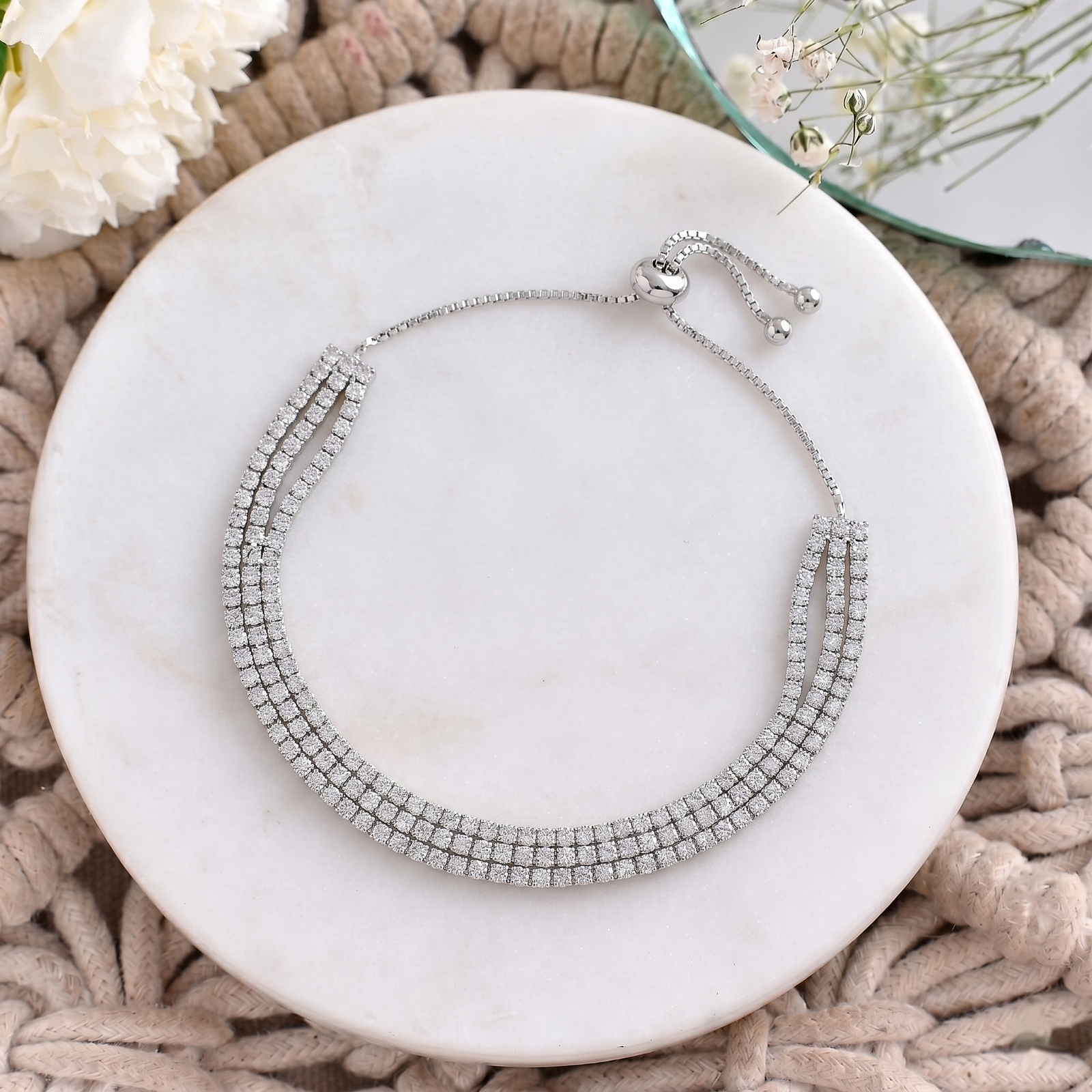Luxury Crystal Band Silver Bracelet