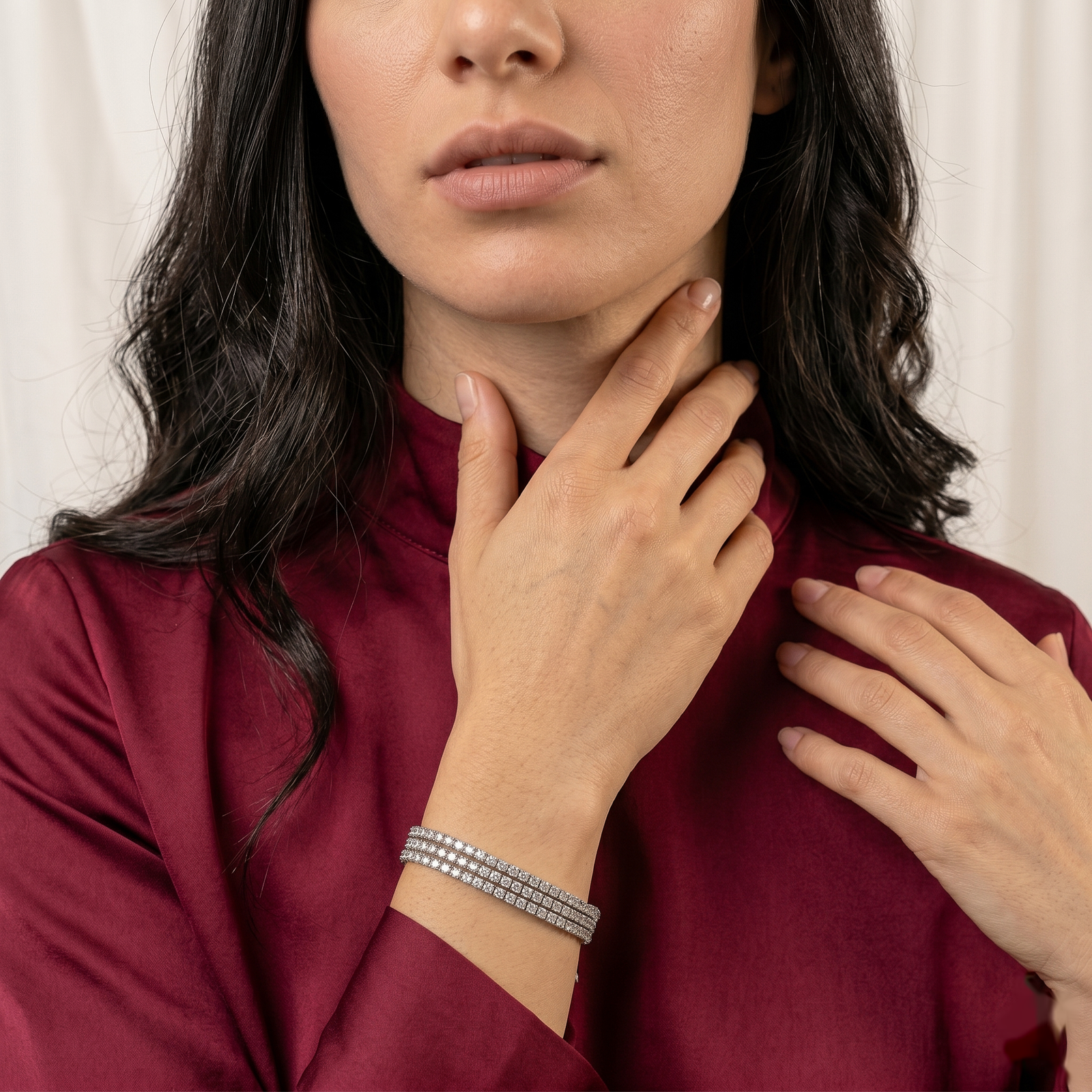Luxury Crystal Band Silver Bracelet
