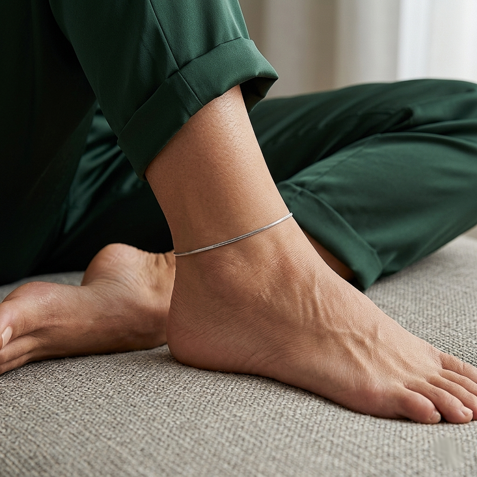 Minimal Snake Silver Anklet