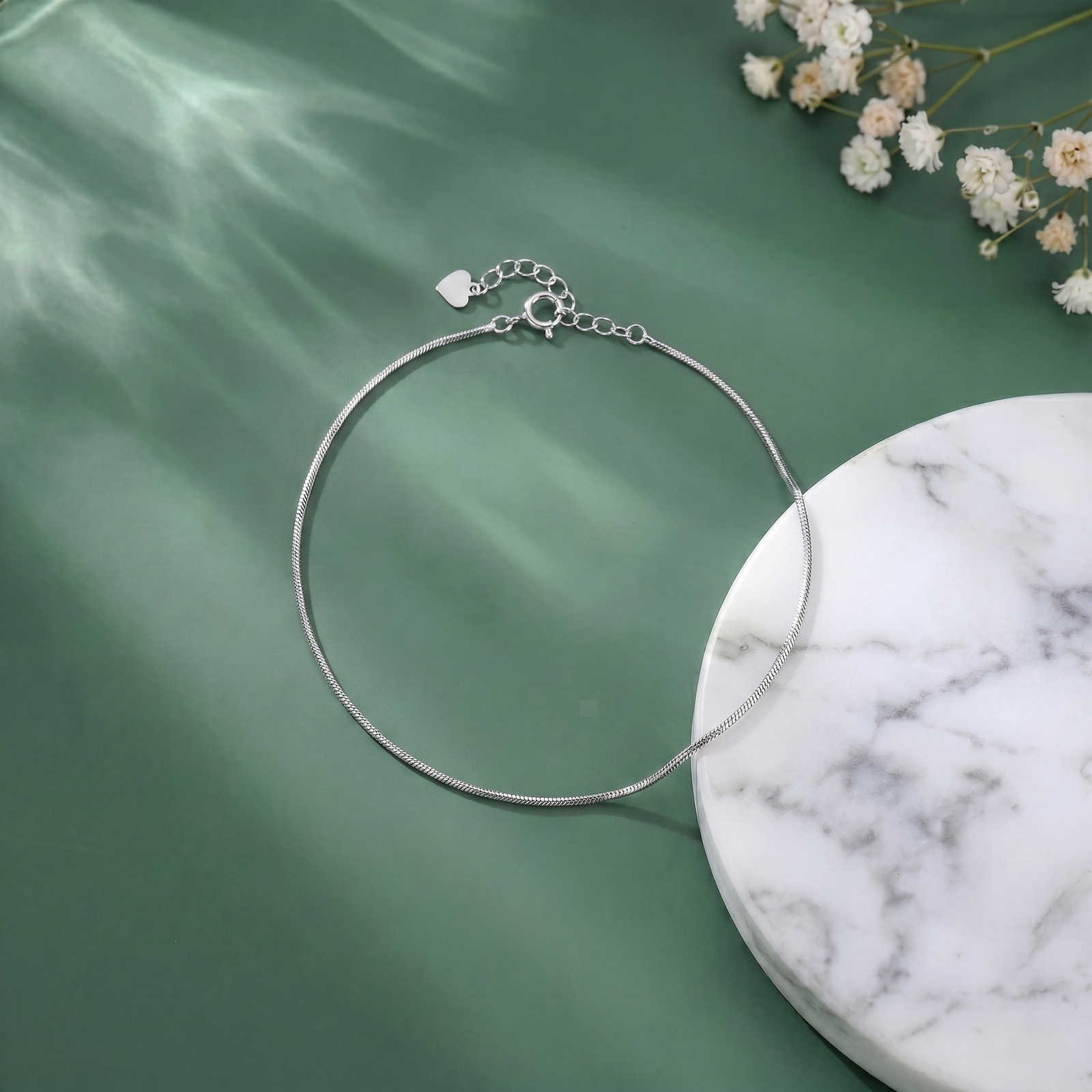 Minimal Snake Silver Anklet