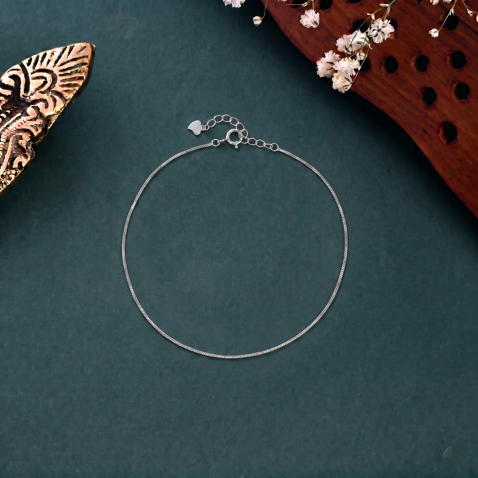 Classic Minimal Snake Silver Anklet