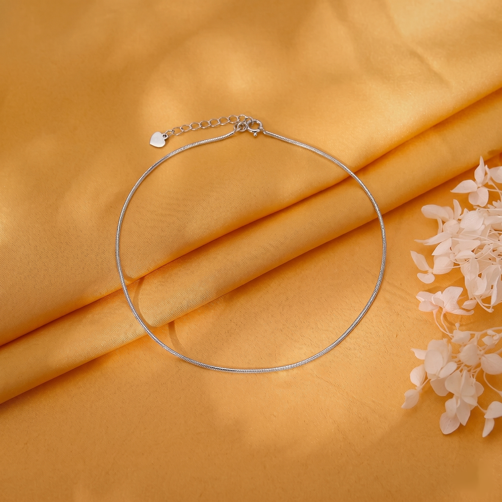 Elegant Minimal Silver Snake Anklet