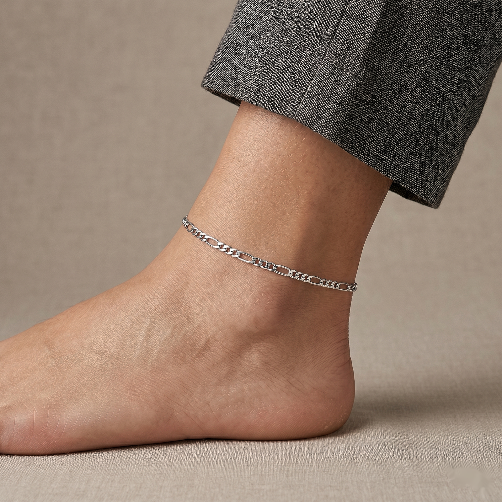 Classic Figaro Link Silver Anklet