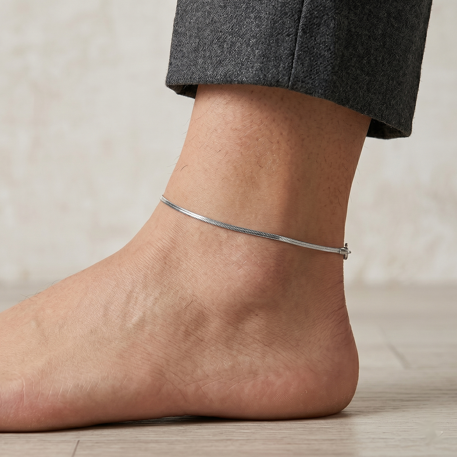 Minimal Snake Silver Anklet