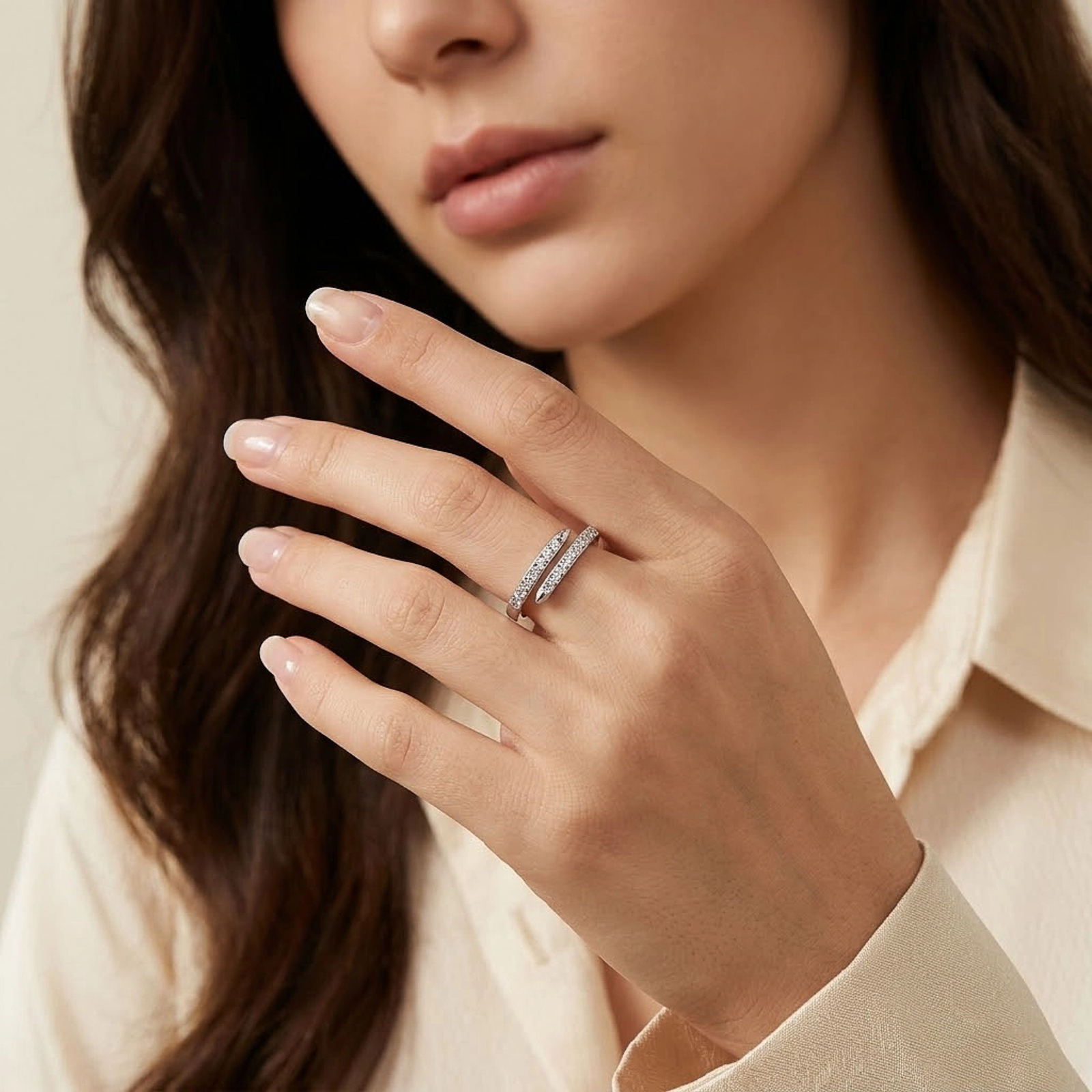 Minimal Nail Wrap Silver Ring