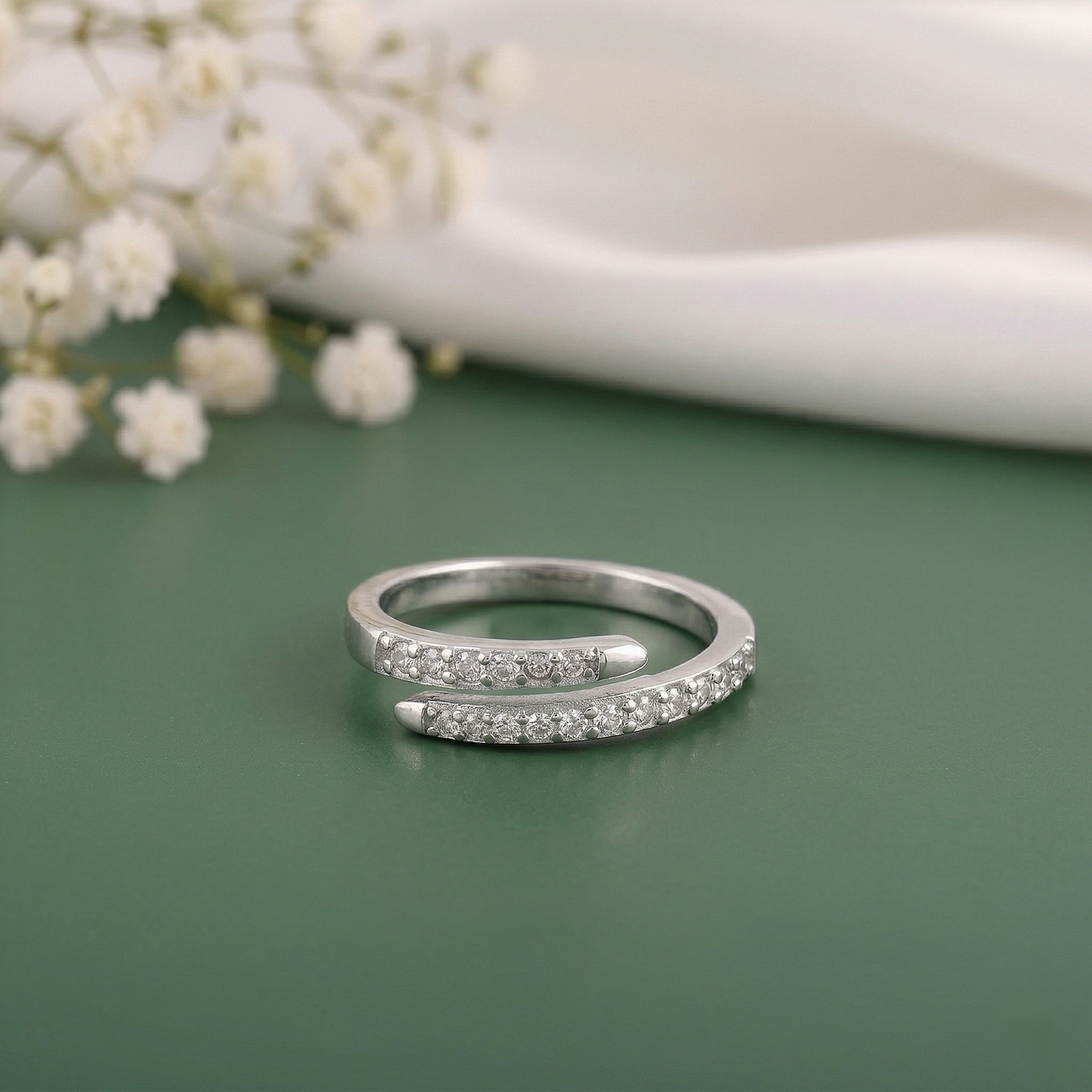 Minimal Nail Wrap Silver Ring