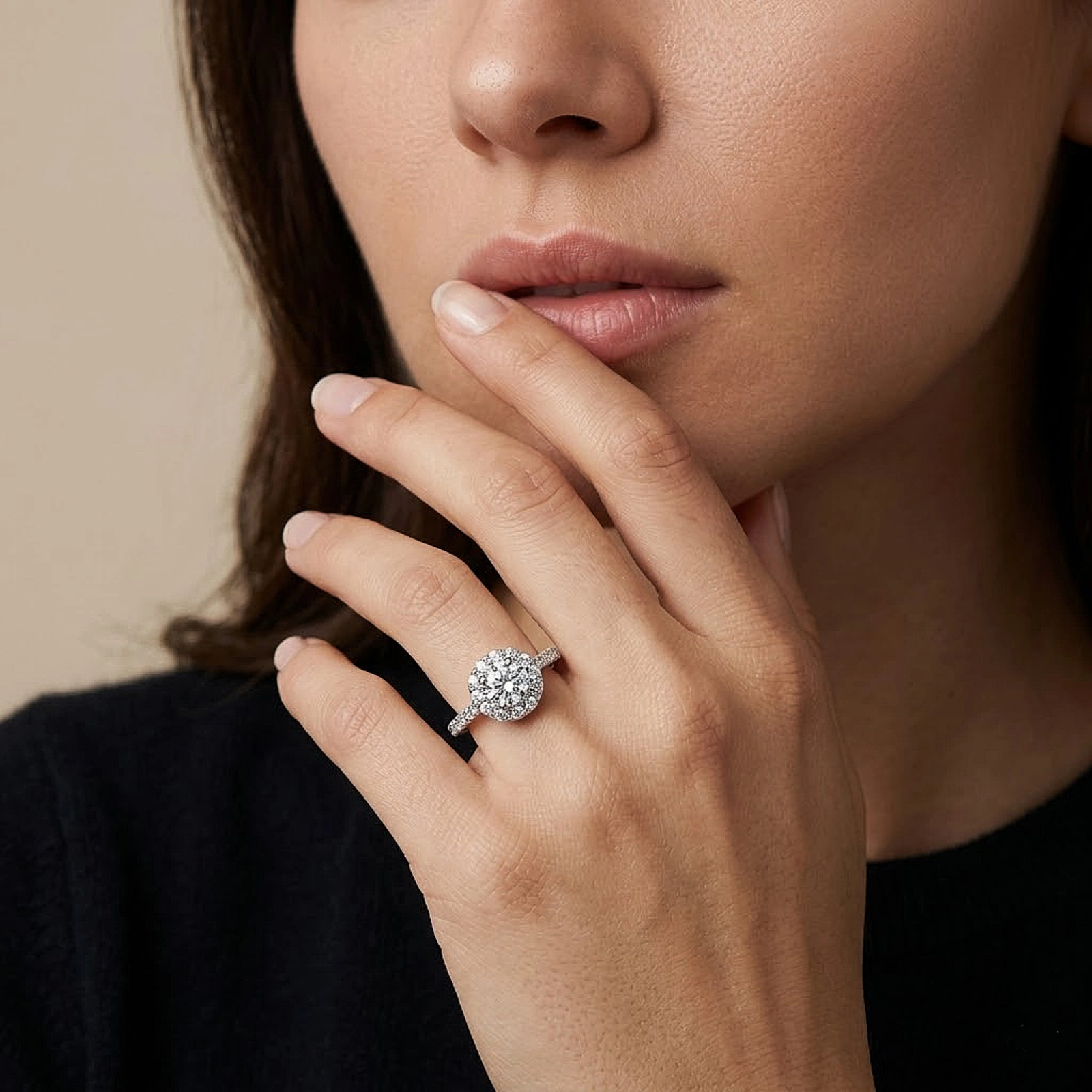 Oval Halo Sparkle Silver Ring