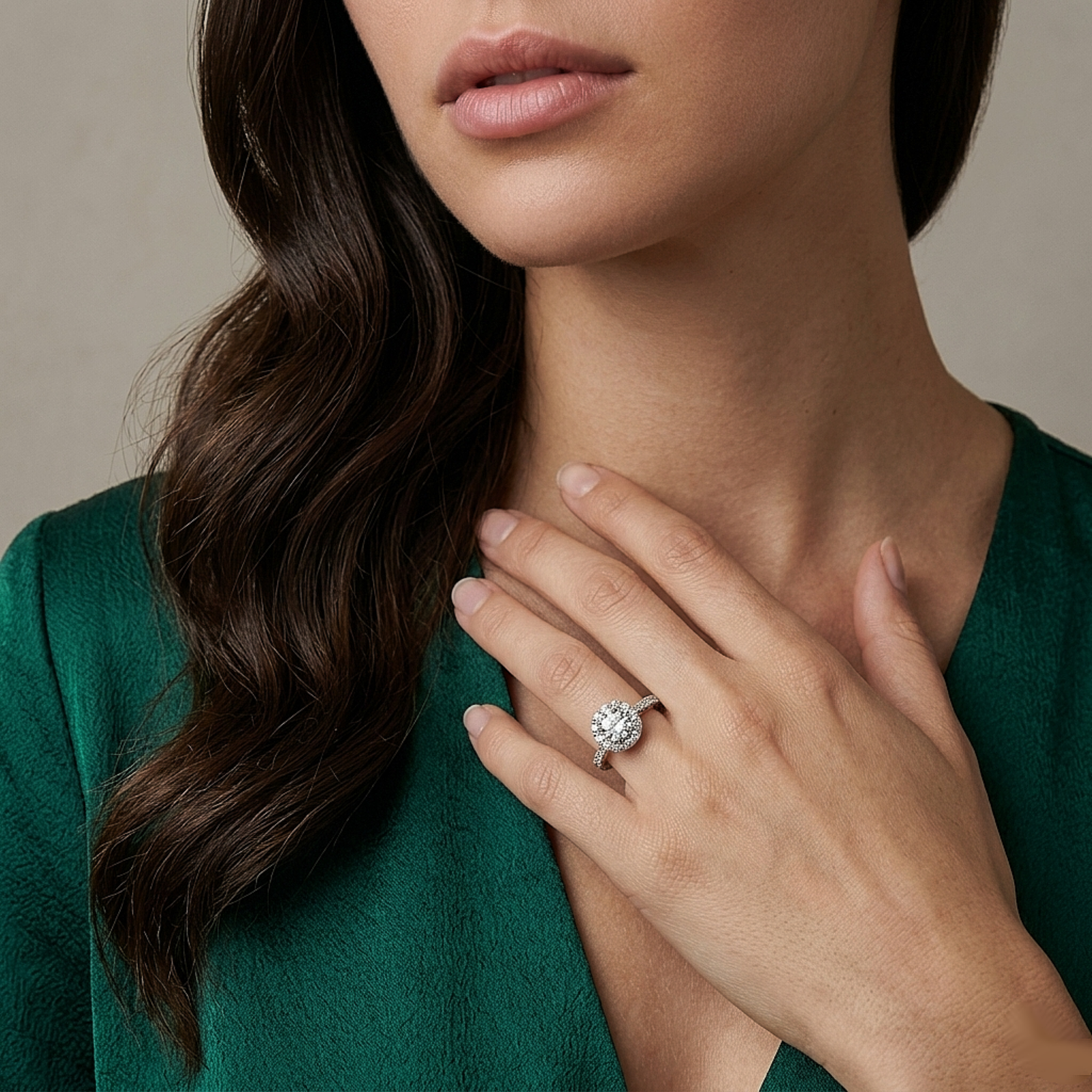 Oval Halo Sparkle Silver Ring