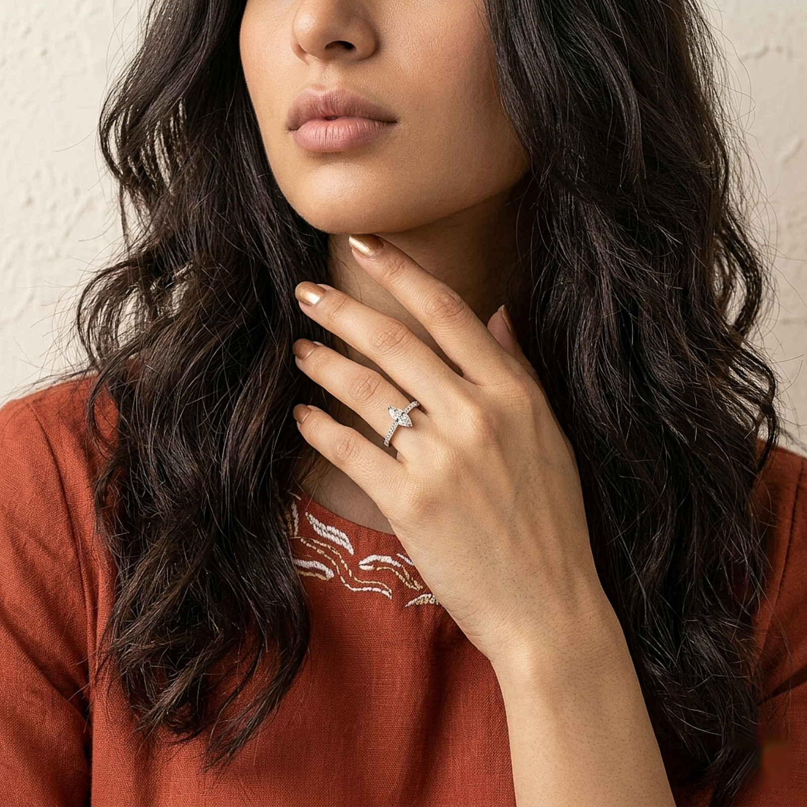 Marquise Crystal Silver Ring