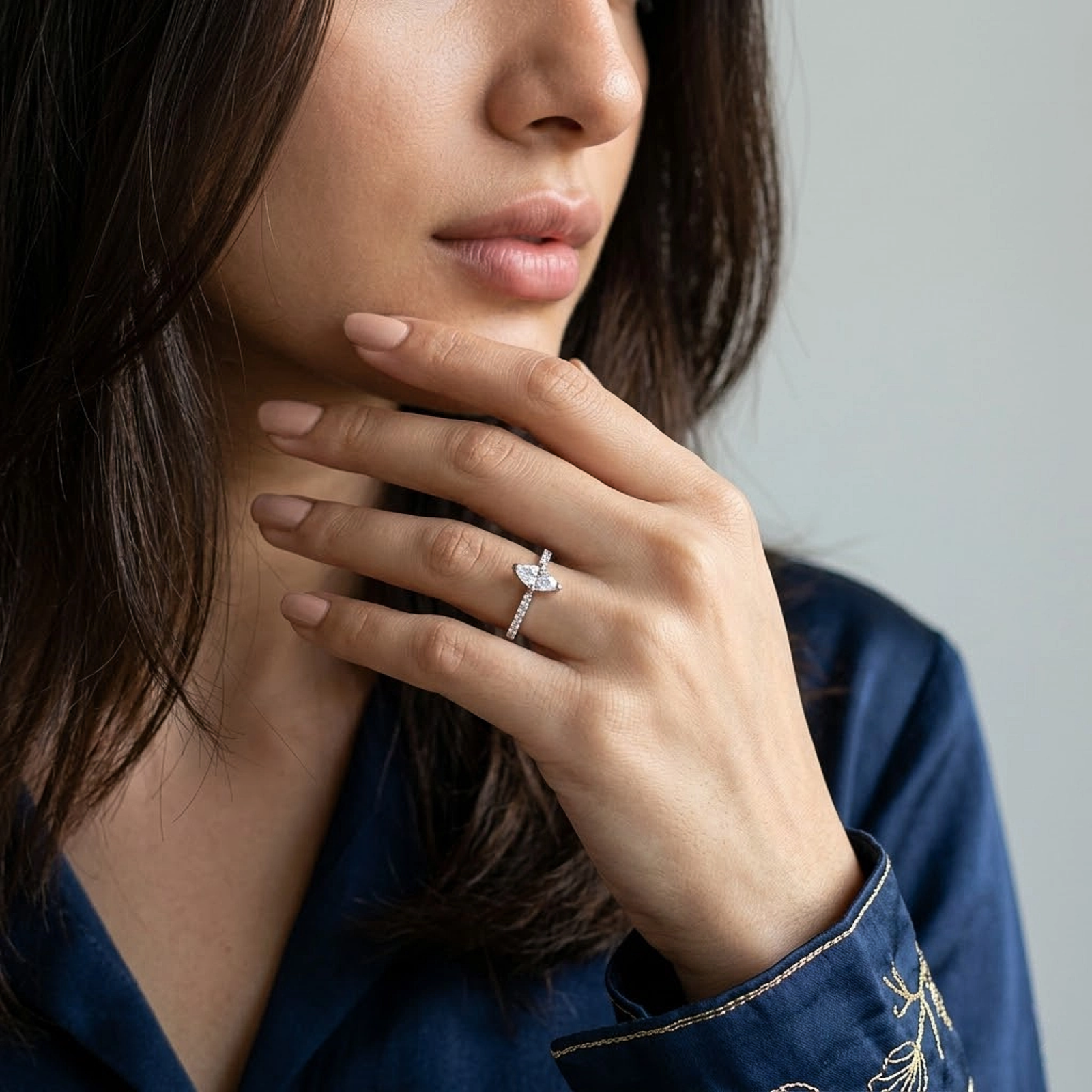 Marquise Crystal Silver Ring