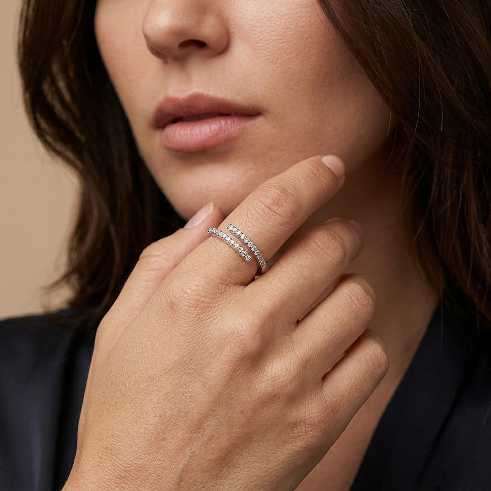 Double Line Wrap Silver Ring