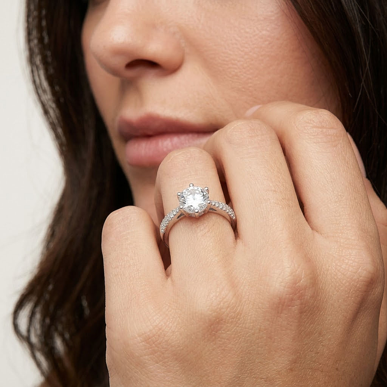 Classic Solitaire Silver Ring