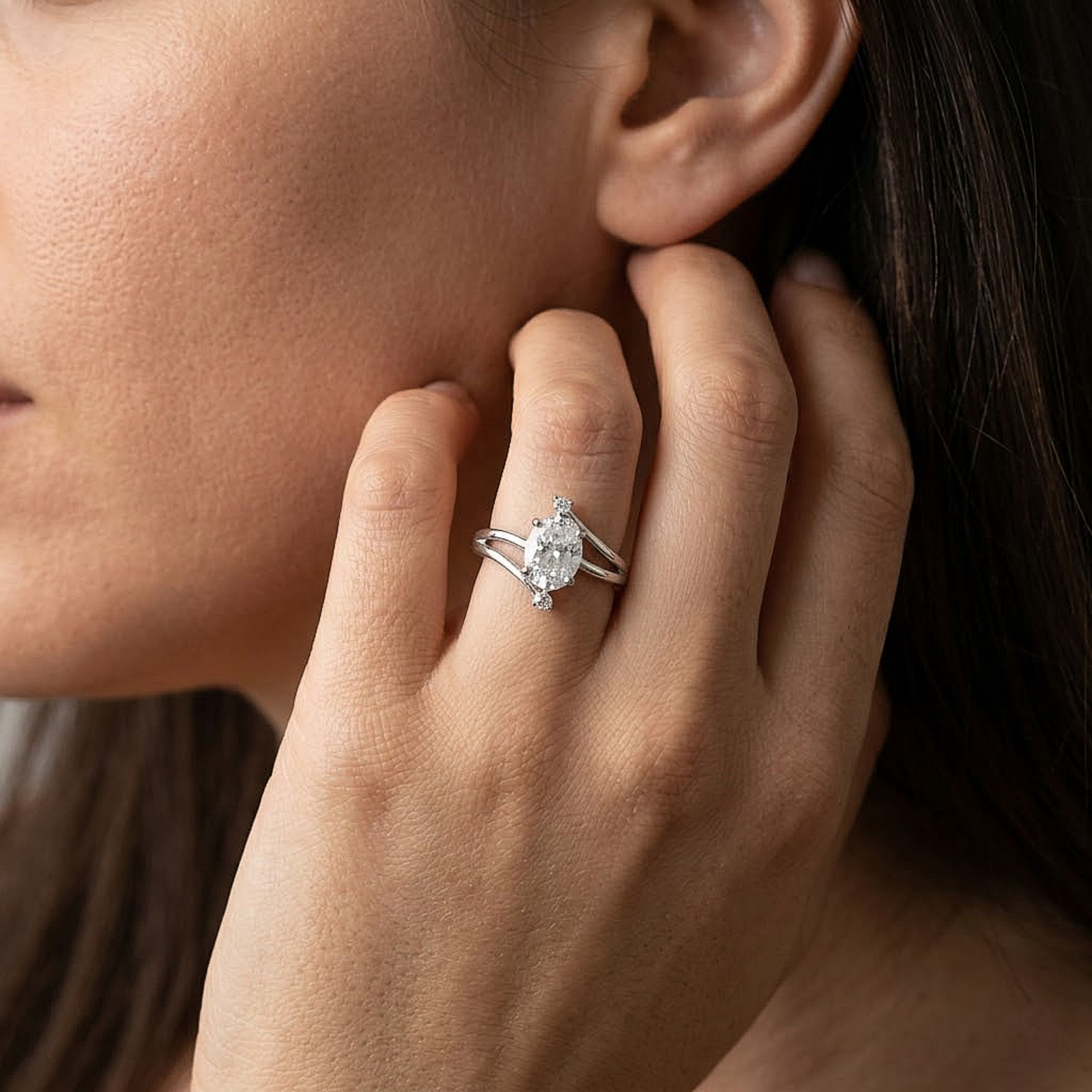 Twisted Oval Silver Ring