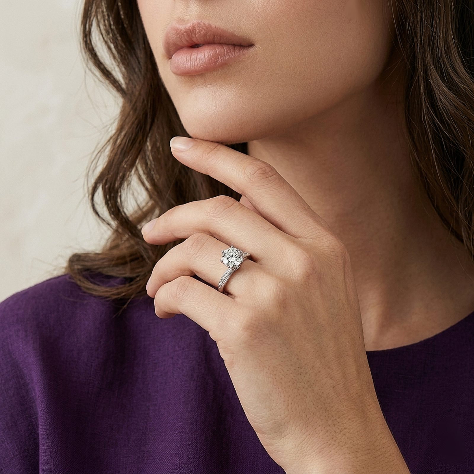 Twisted Solitaire Silver Ring