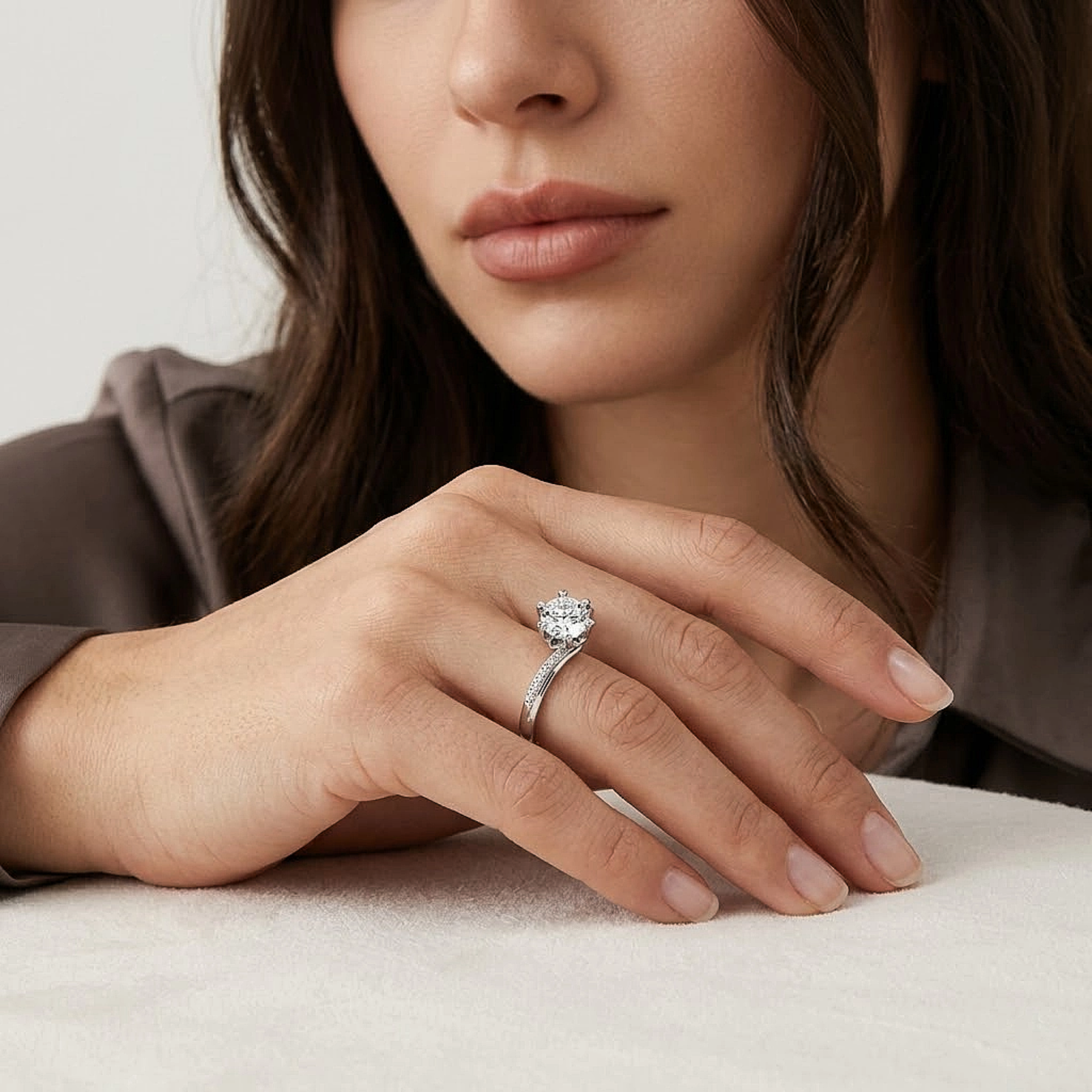 Twisted Solitaire Silver Ring