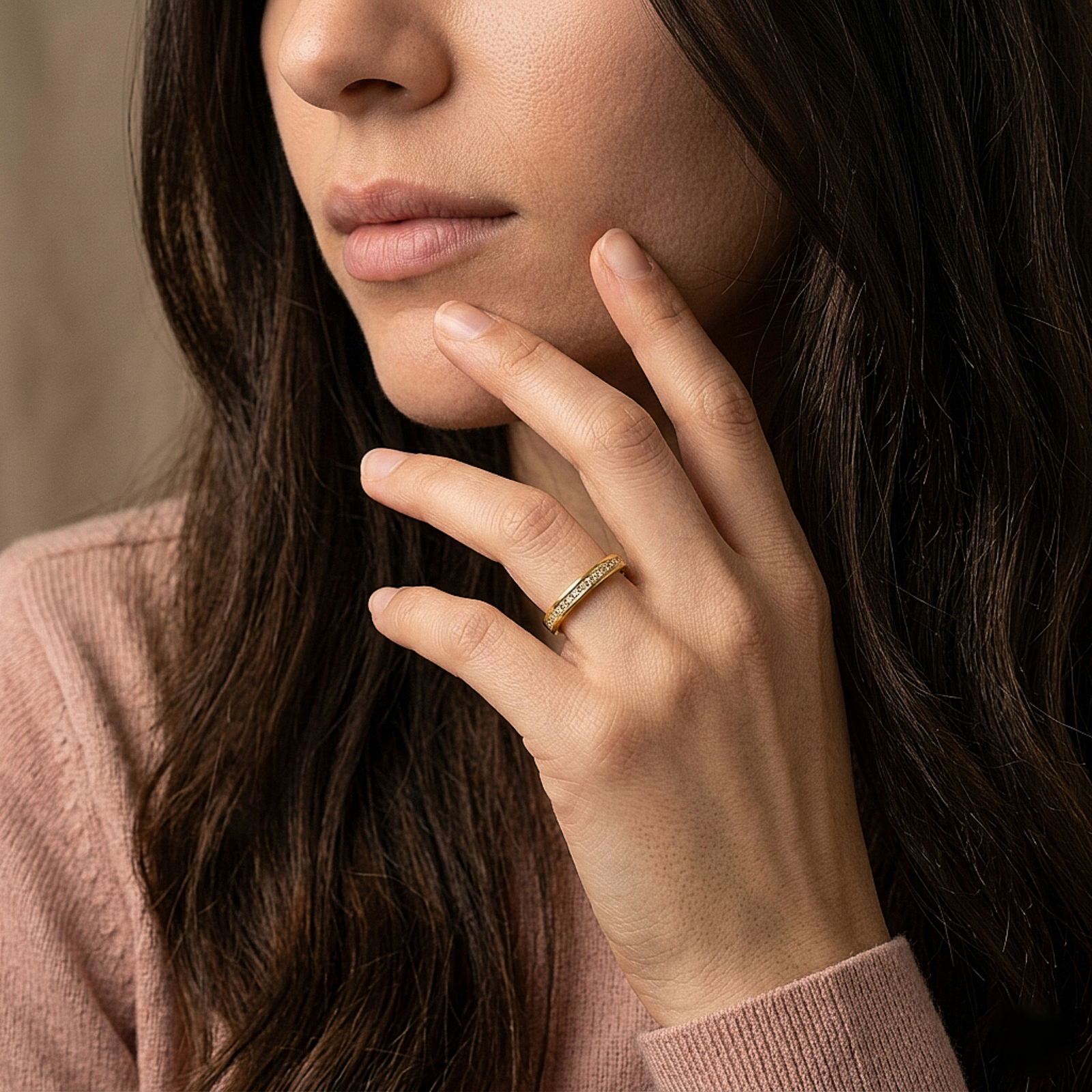 Classic Crystal Band Silver Ring