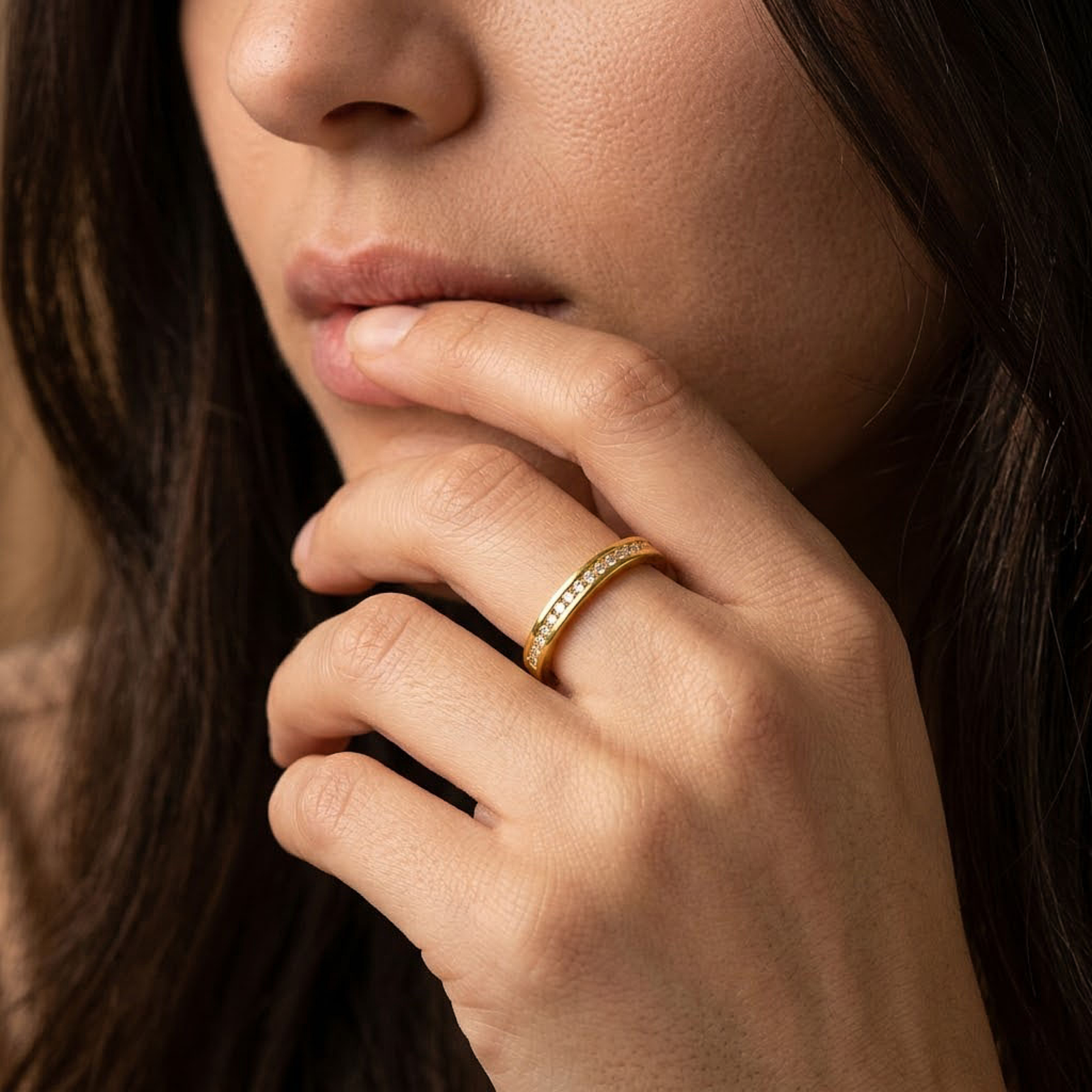 Classic Crystal Band Silver Ring