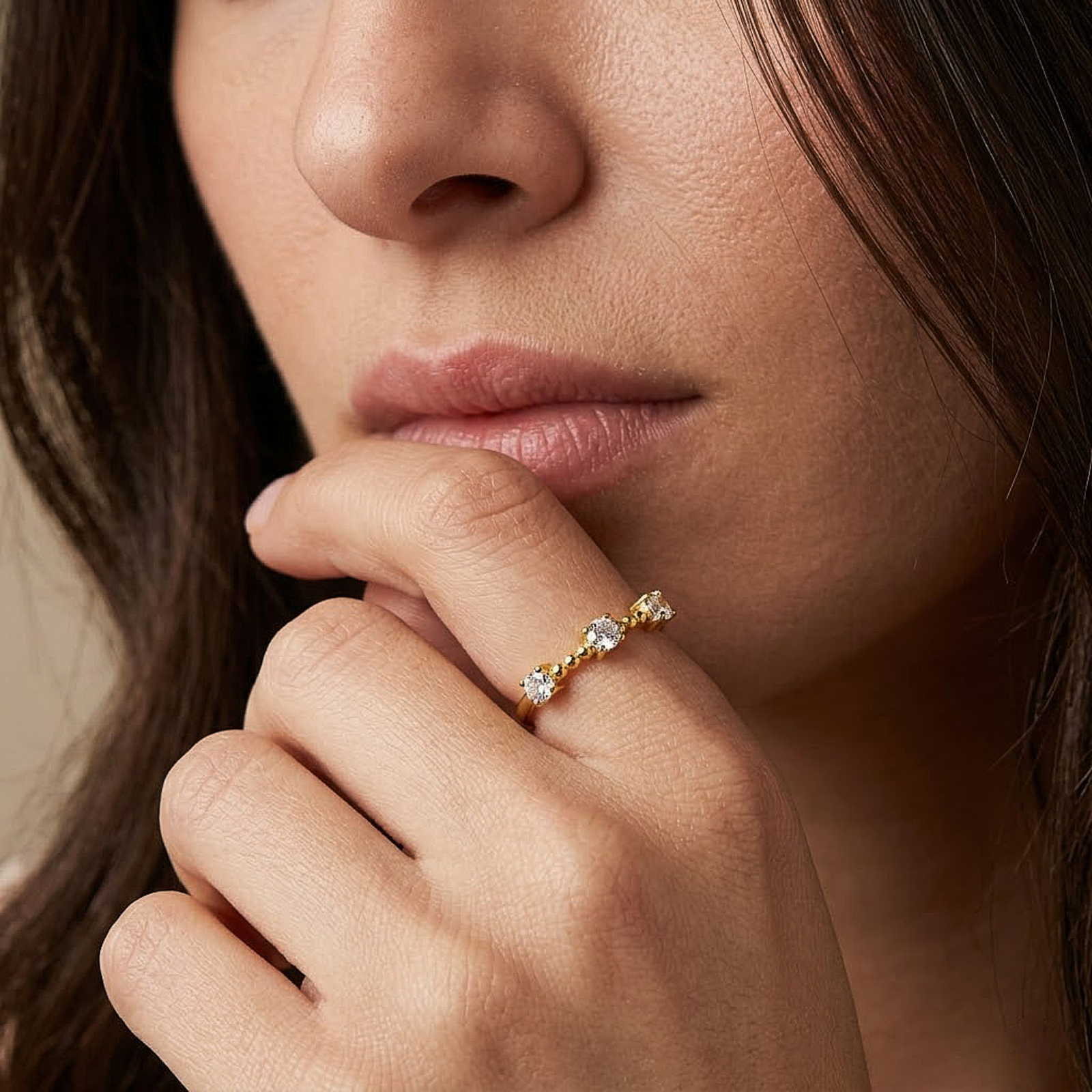 Classic Three Stone Silver Ring