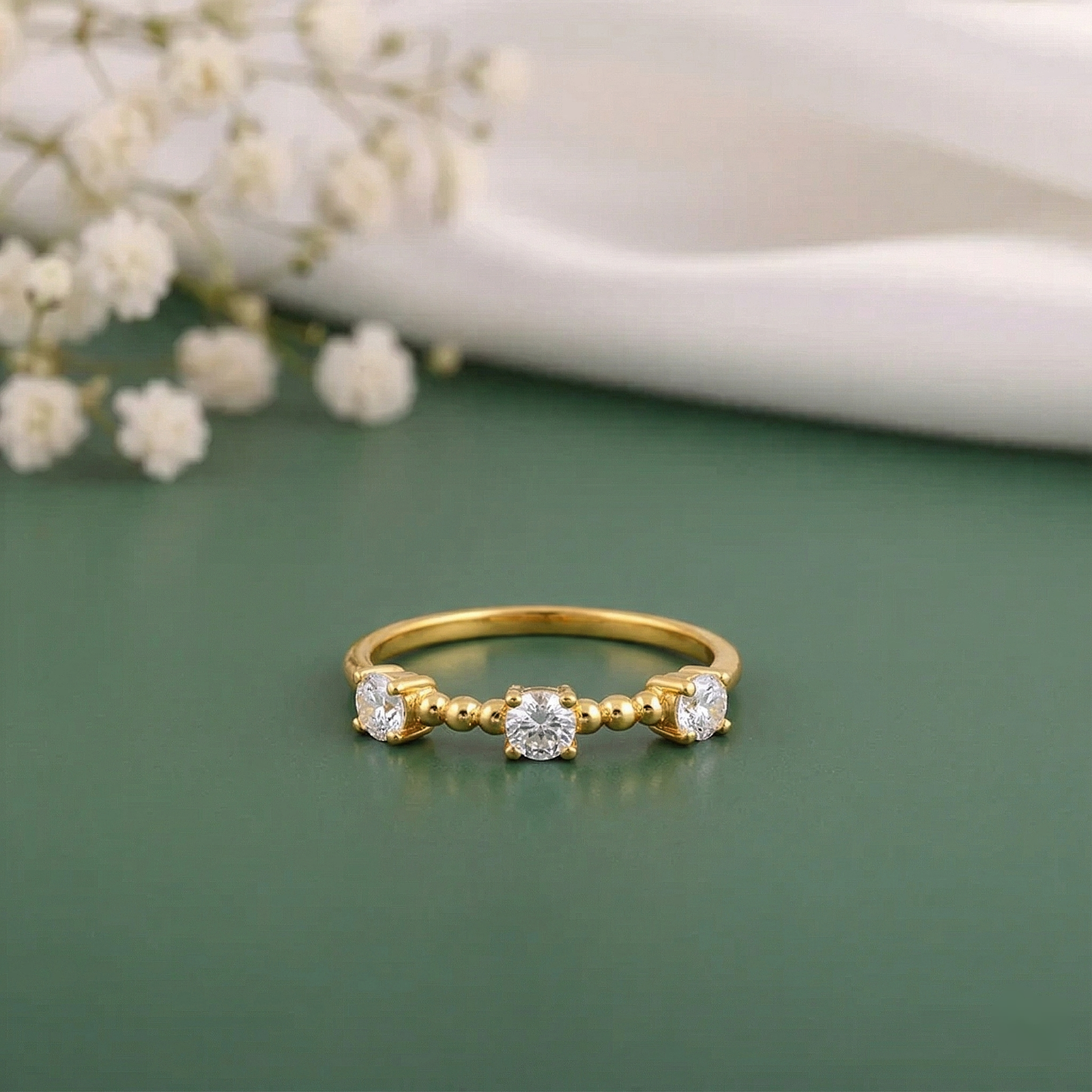 Classic Three Stone Silver Ring