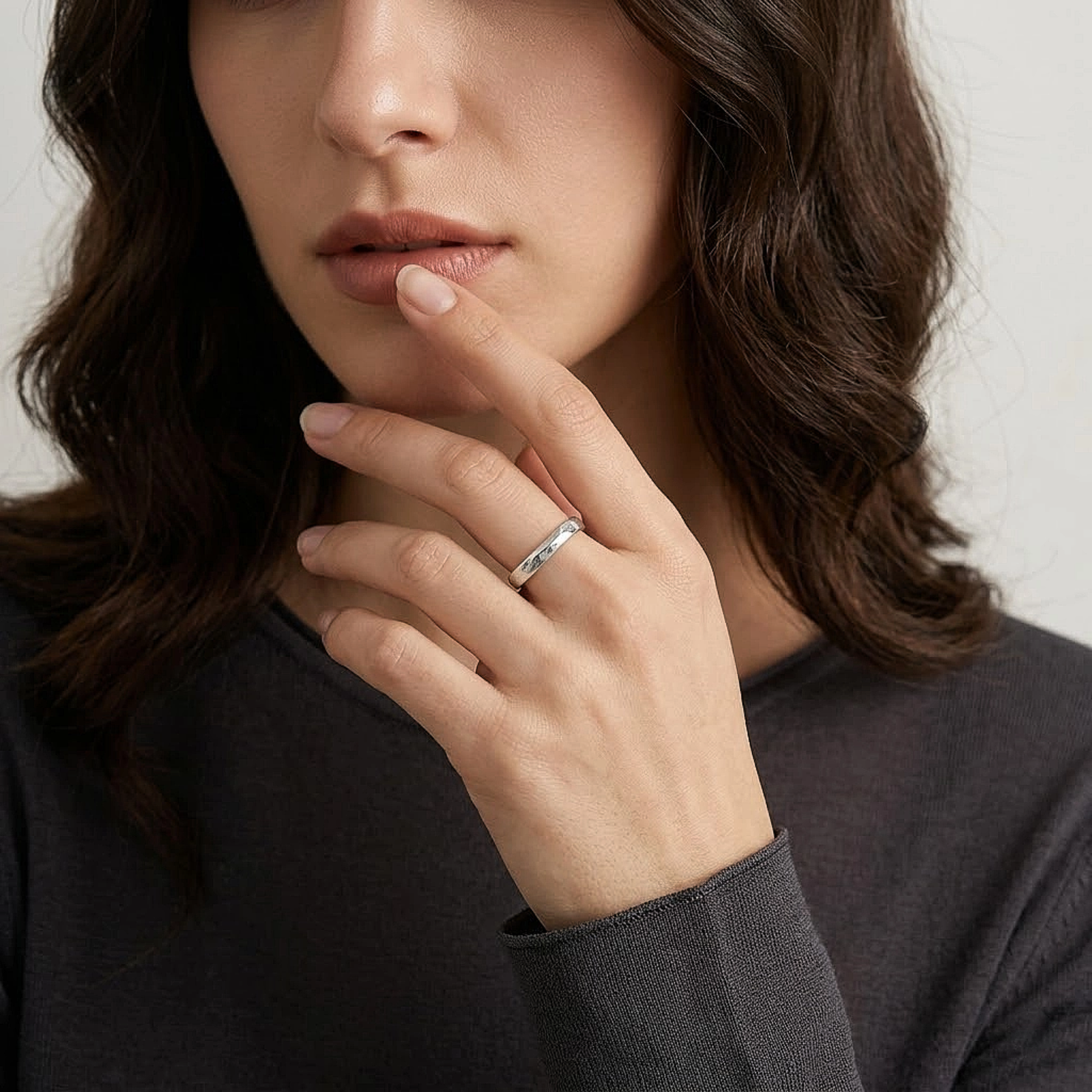 Hammered Minimal Silver Ring