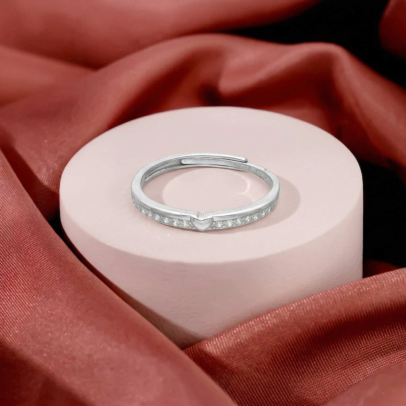 Heart Line Silver Ring