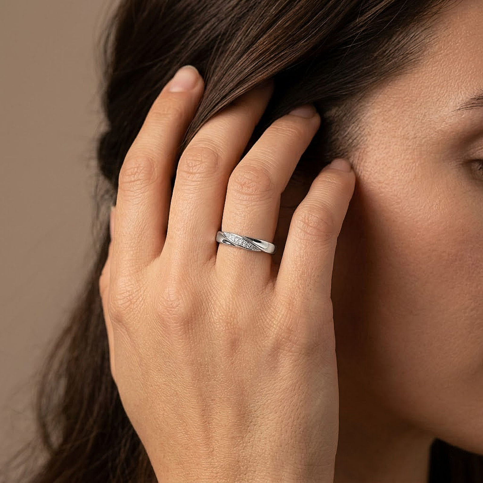 Twisted Crystal Silver Ring