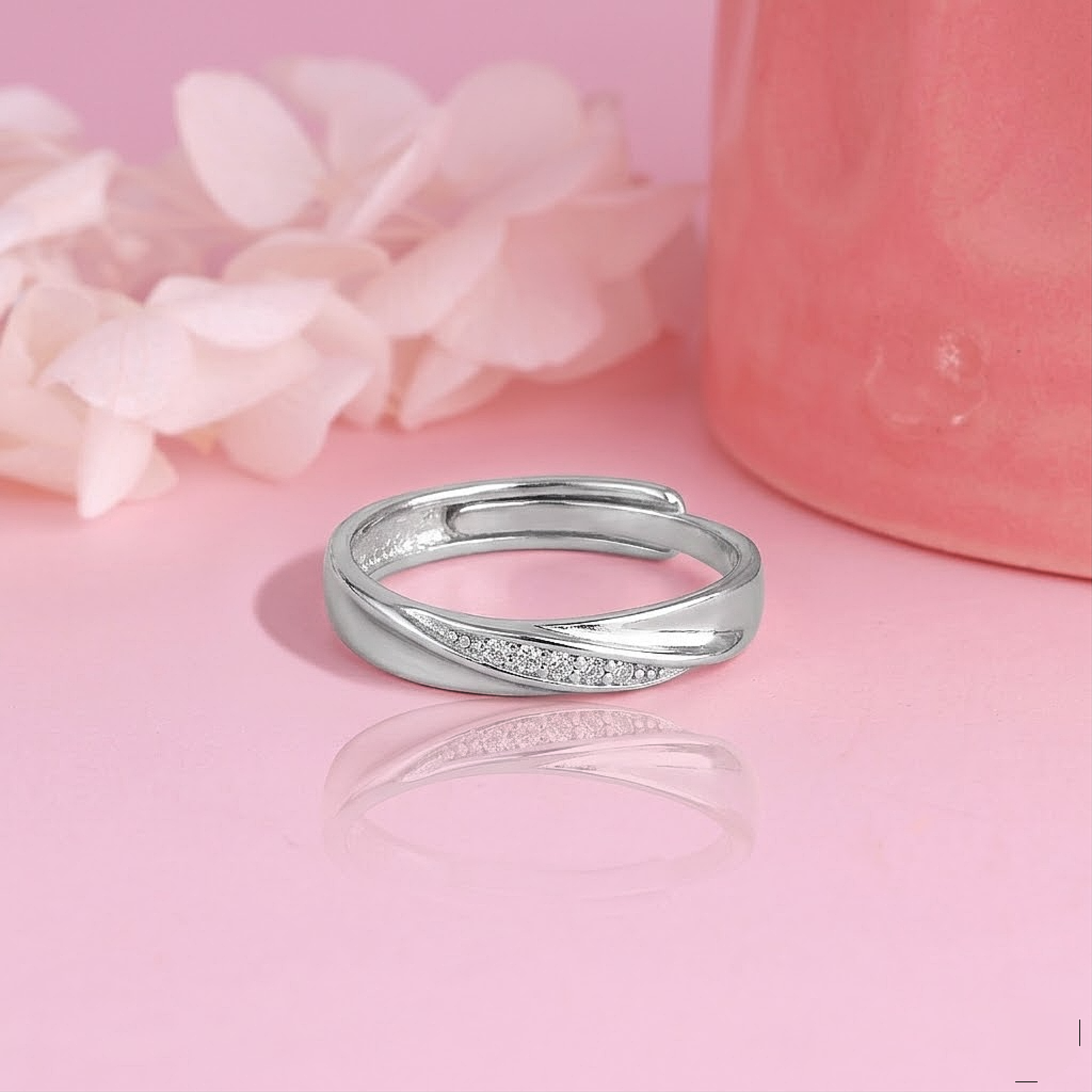 Twisted Crystal Silver Ring