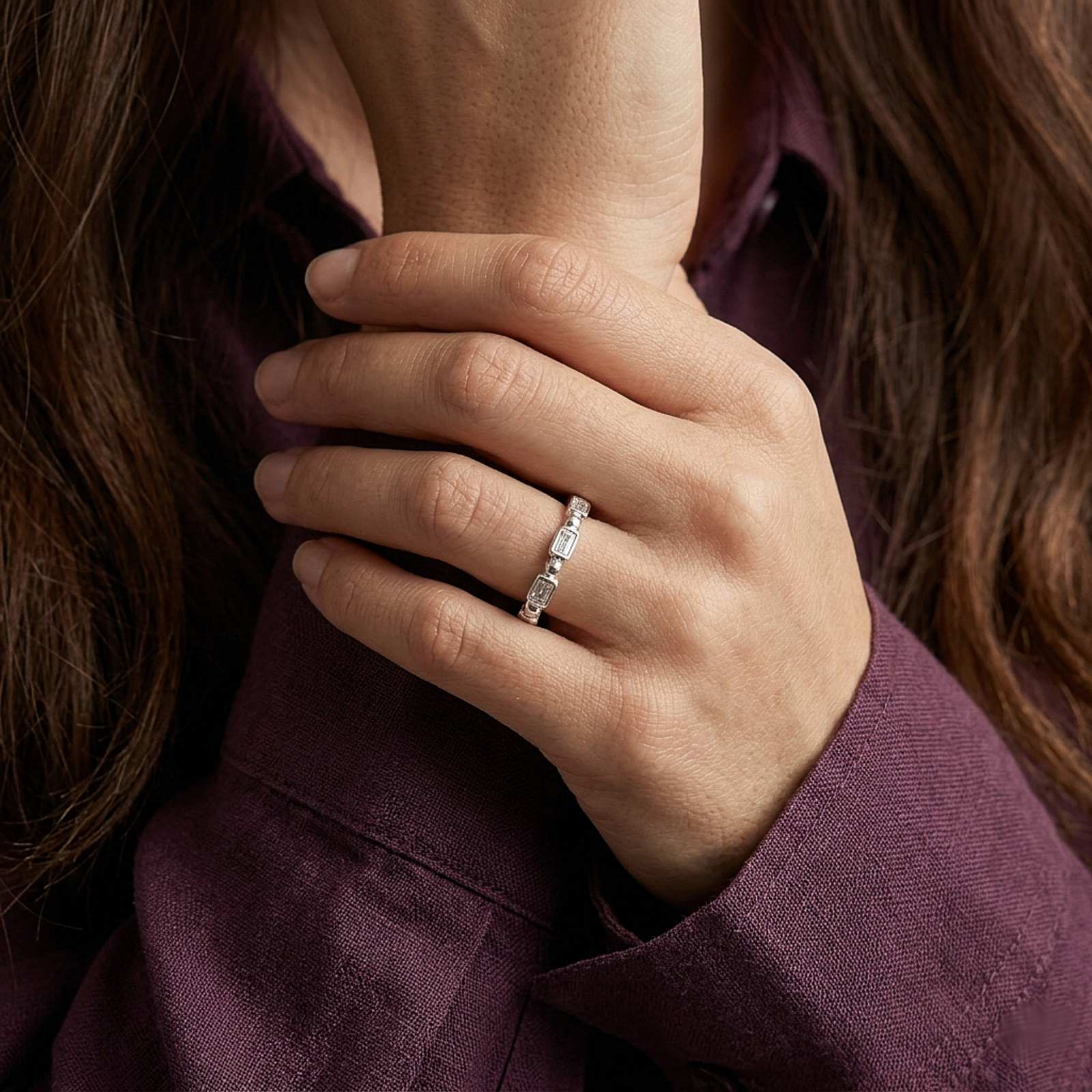 Baguette Eternity Silver Ring