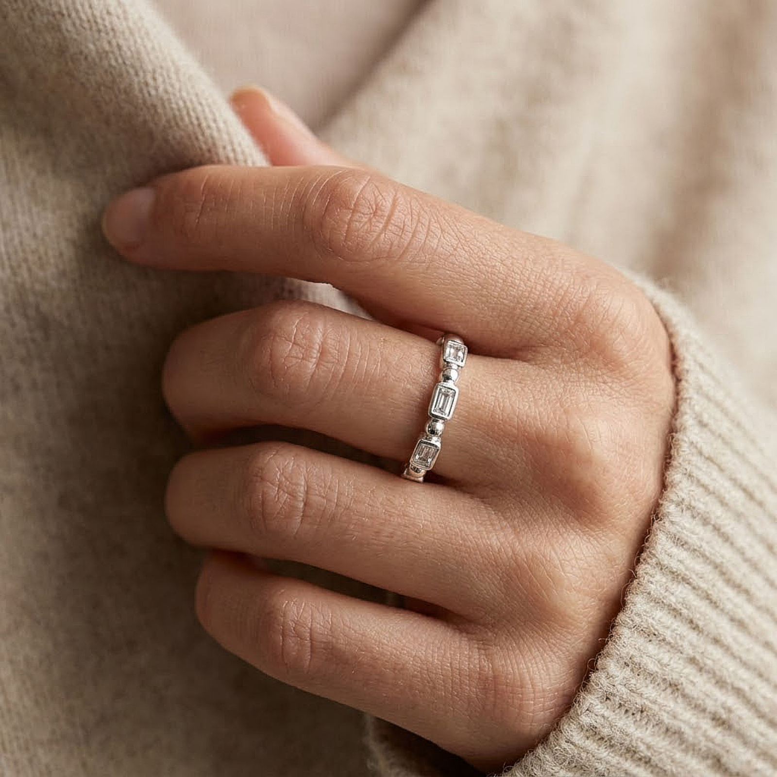 Baguette Eternity Silver Ring