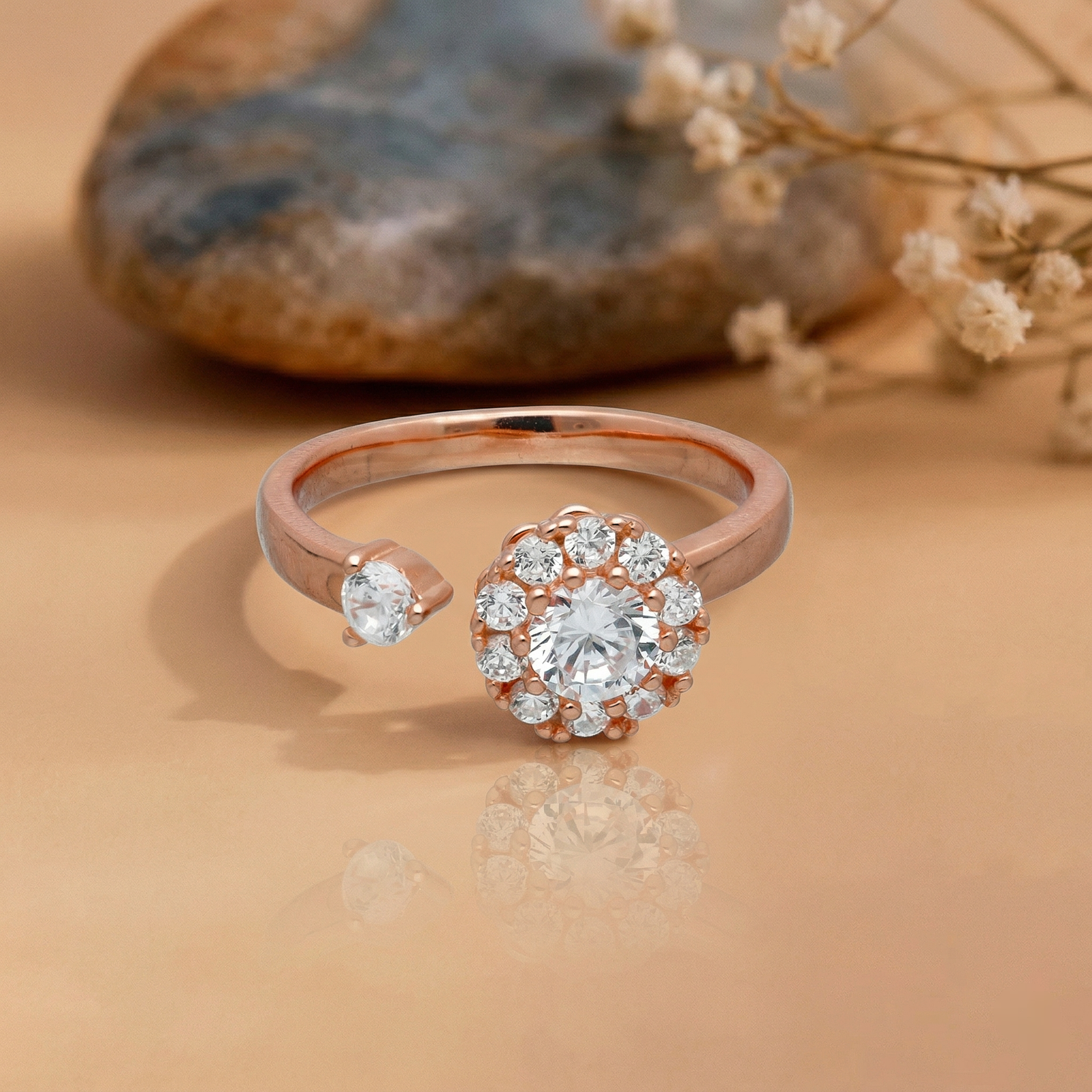 Floral Open Silver Ring