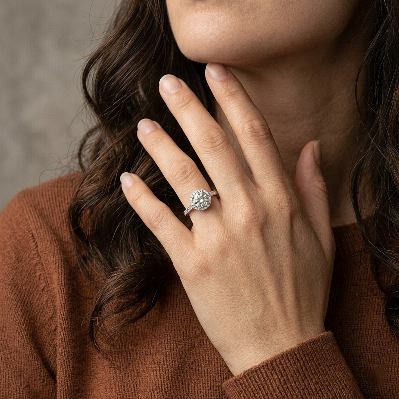 Halo Solitaire Silver Ring