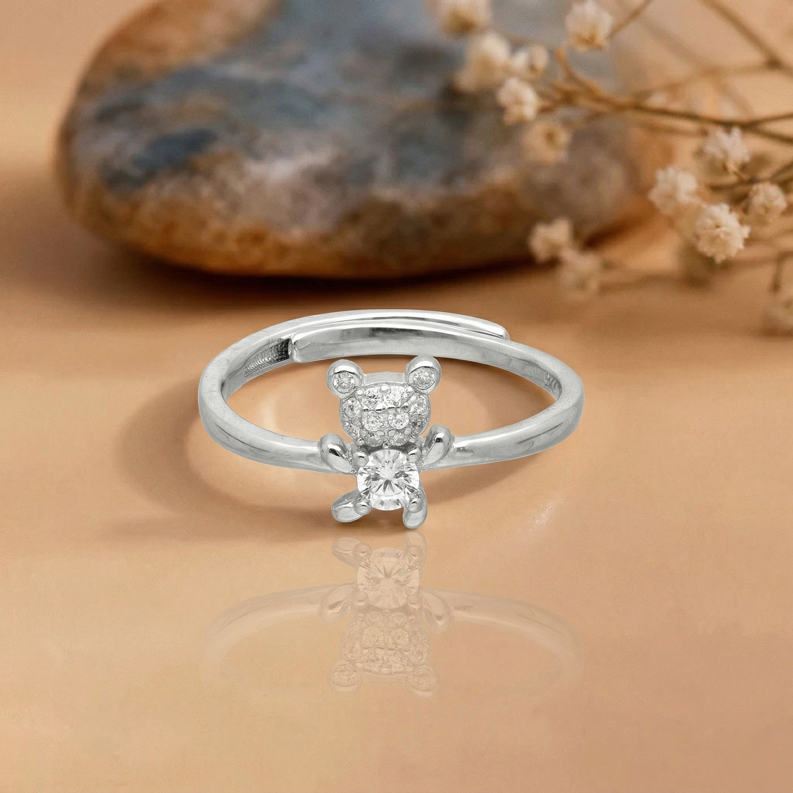 Teddy Charm Silver Ring