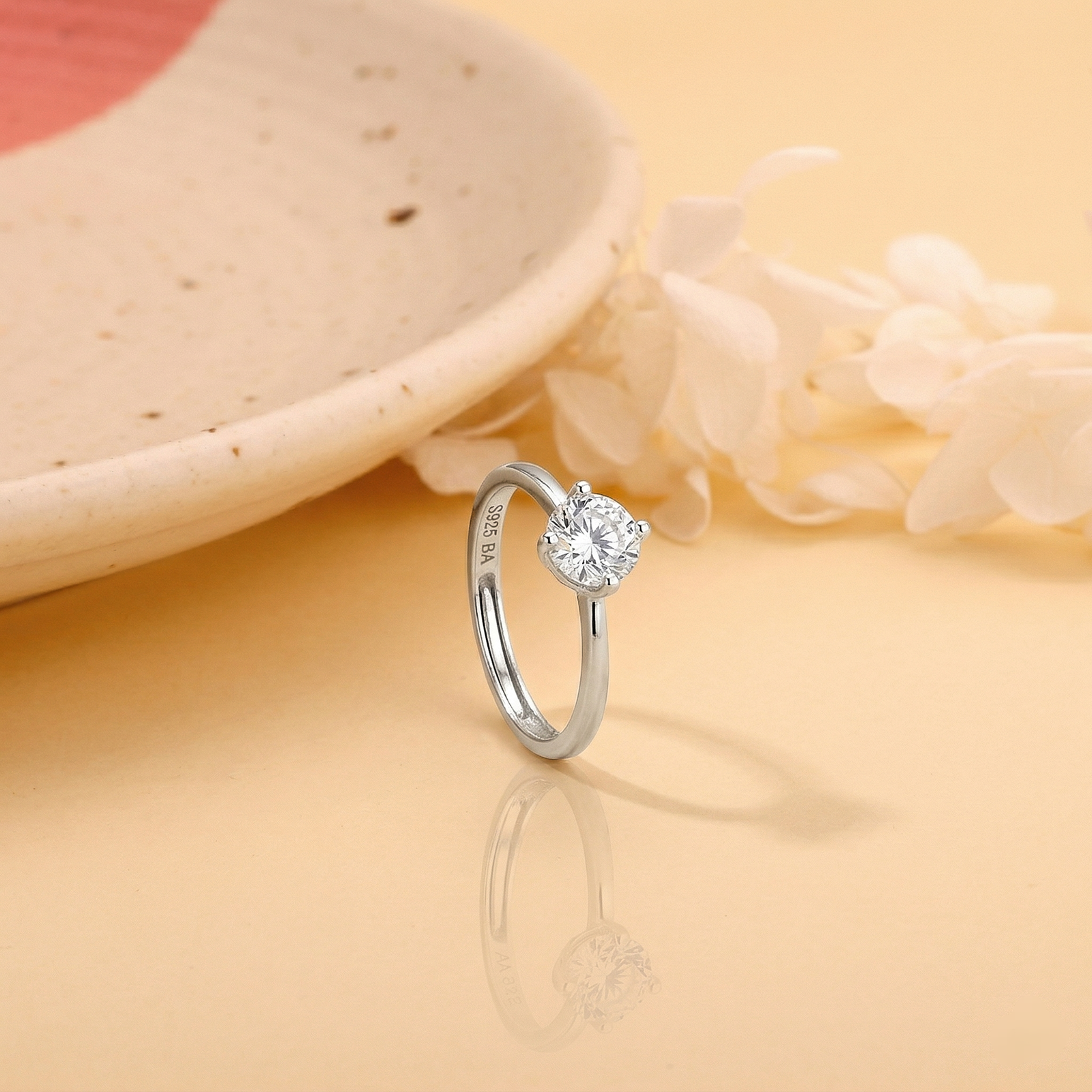 Classic Solitaire Silver Ring