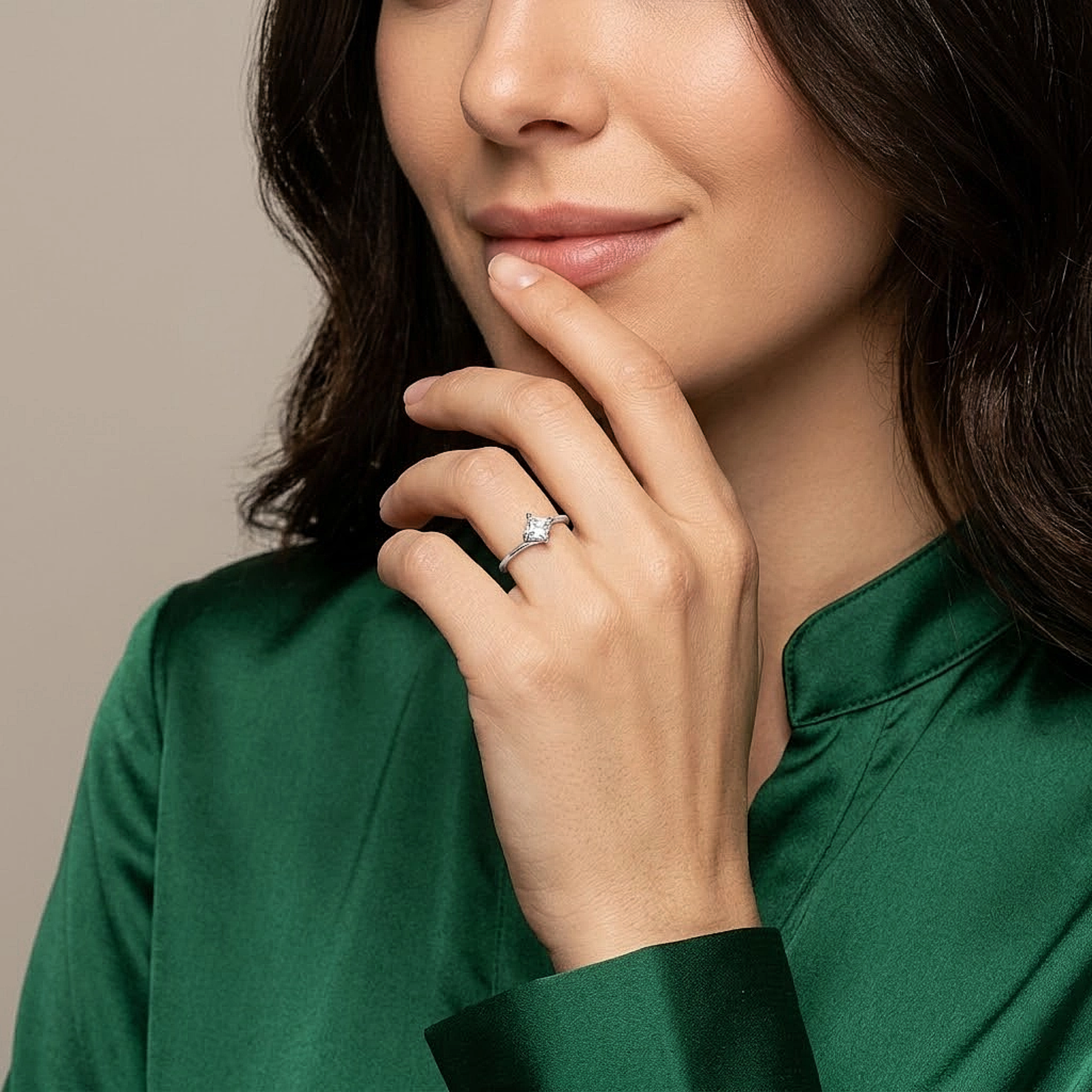 Princess Cut Silver Ring