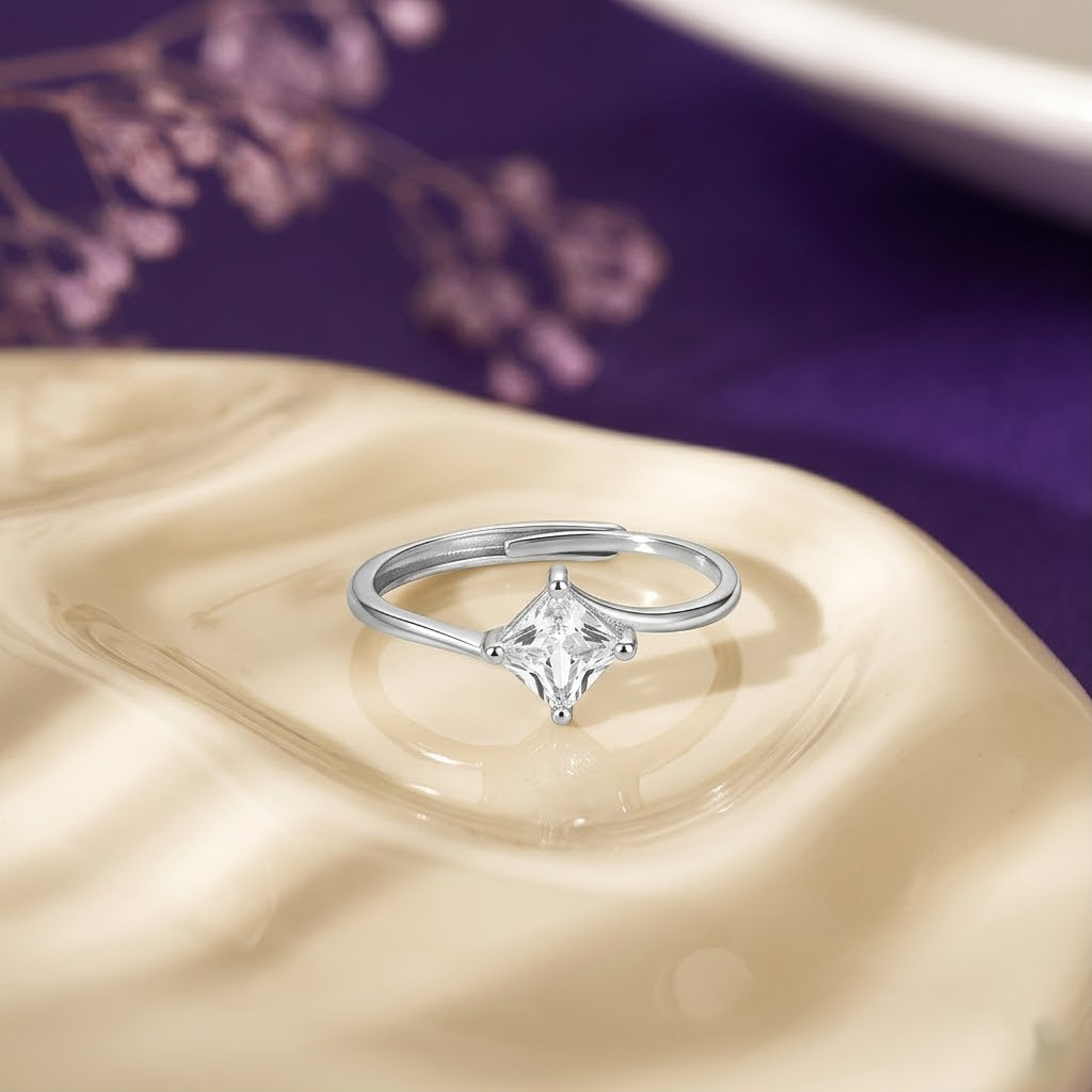 Princess Cut Silver Ring