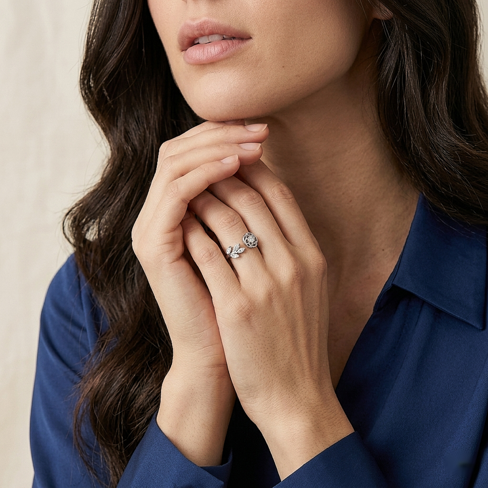 Floral Leaf Silver Ring