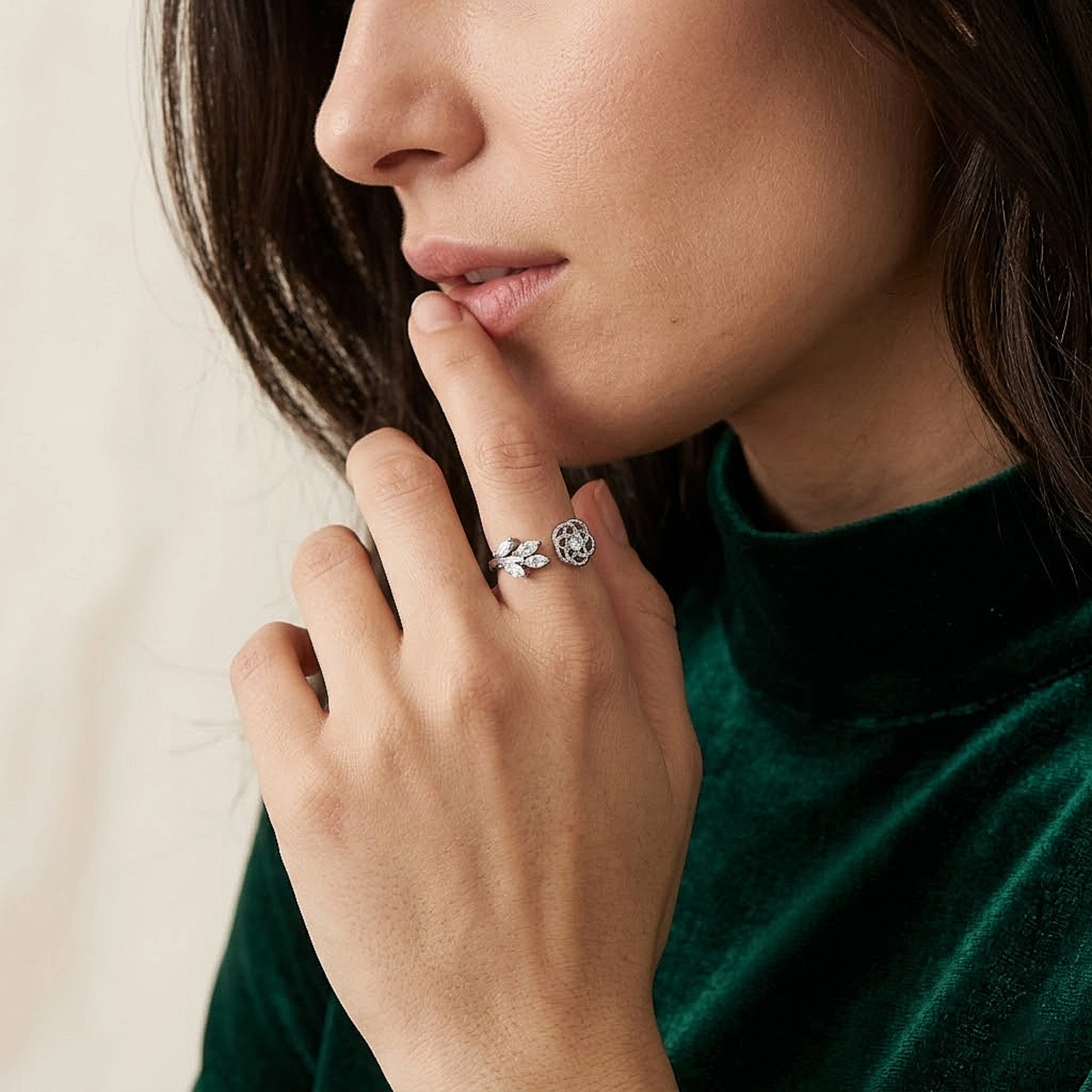 Floral Leaf Silver Ring