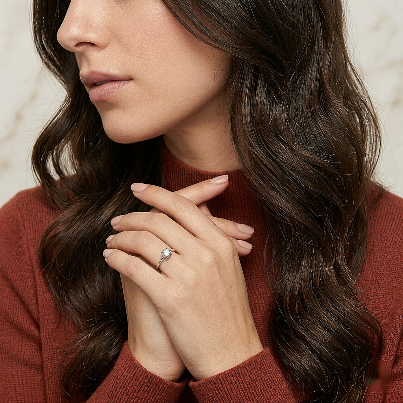 Elegant Cushion Solitaire Silver Ring