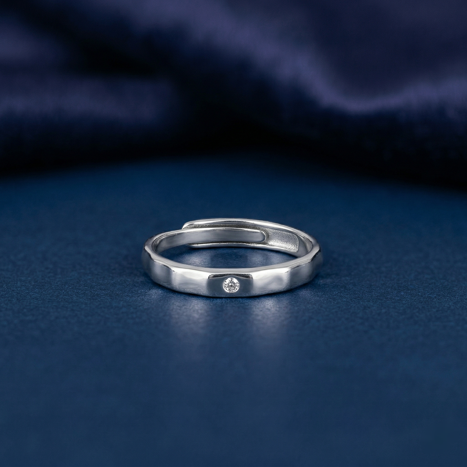 Minimal Crystal Silver Ring