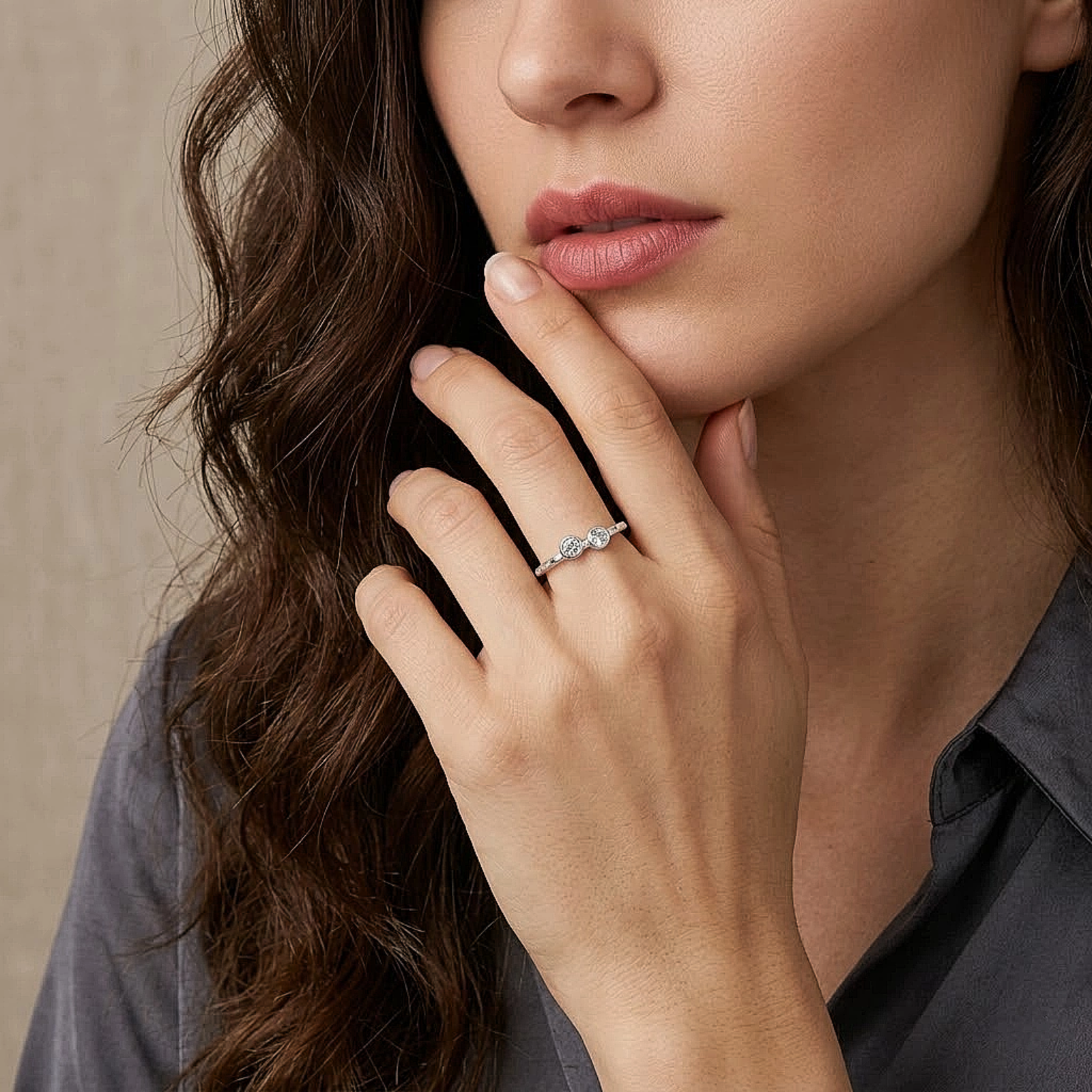Dual Stone Silver Ring