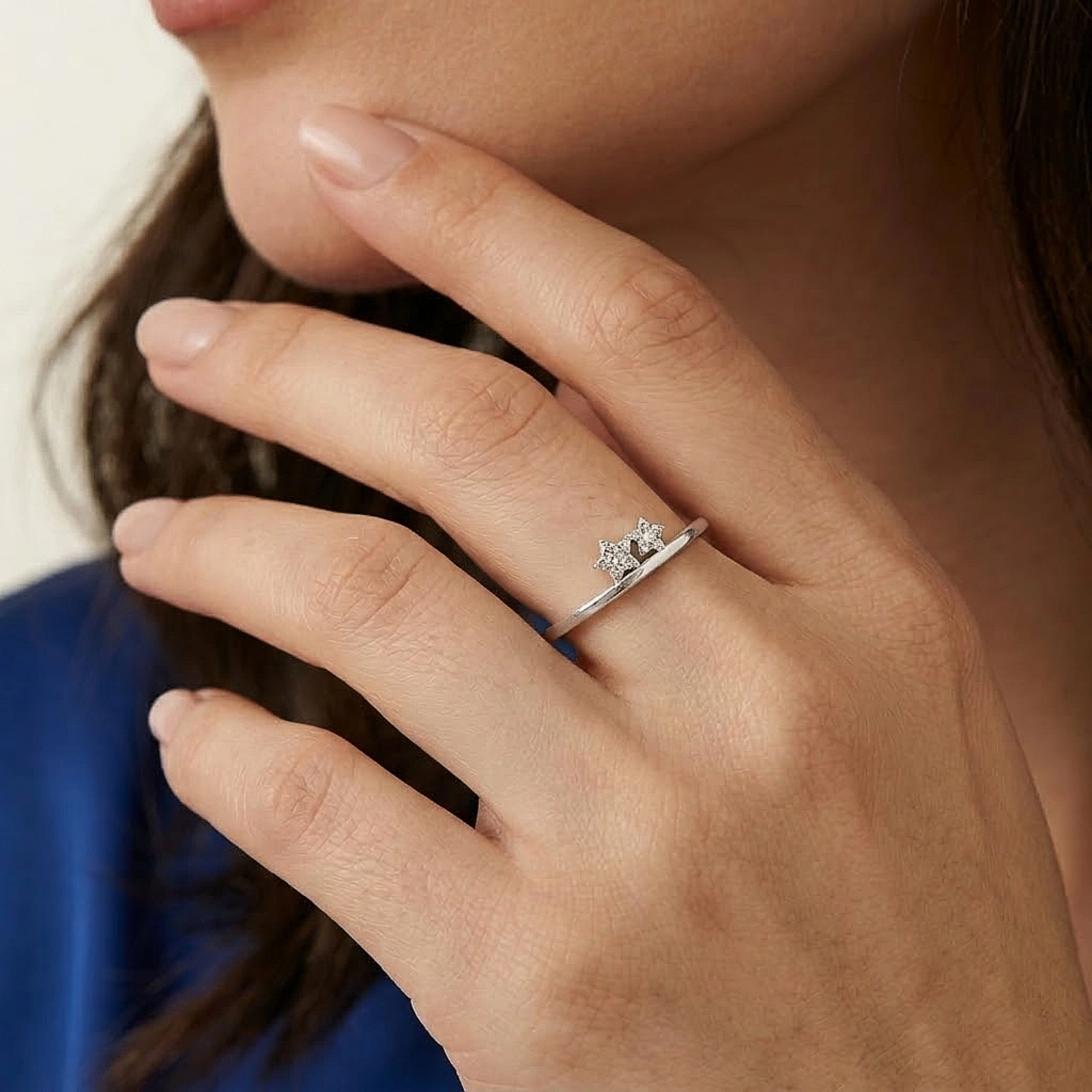 Double Star Silver Ring