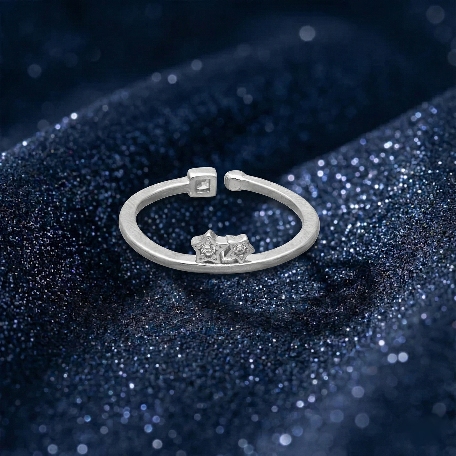 Double Star Silver Ring