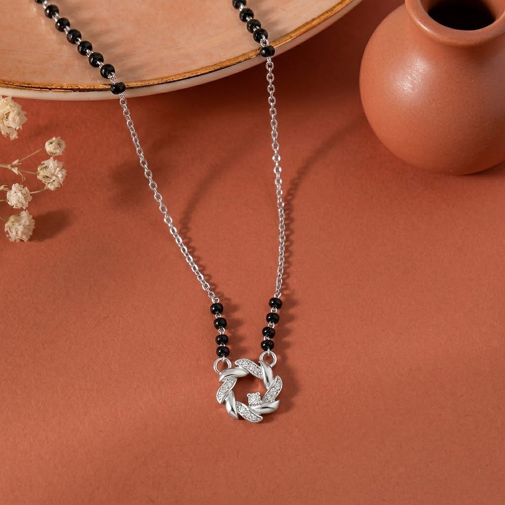 Floral Wreath Silver Mangalsutra