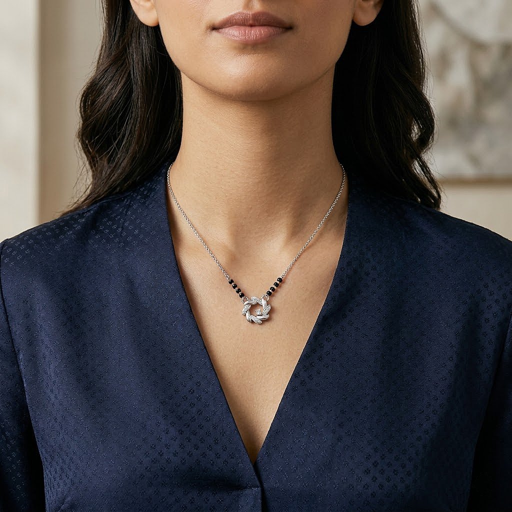Floral Wreath Silver Mangalsutra