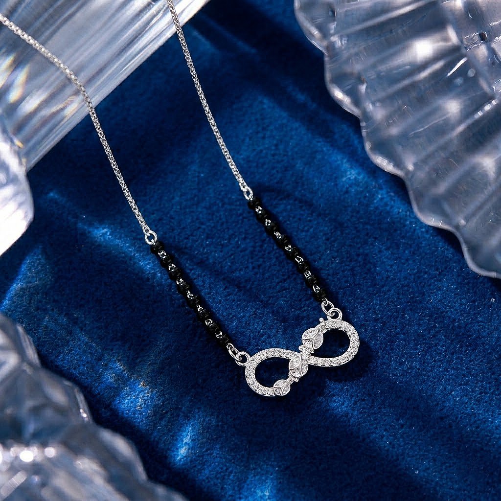 Crystal Infinity Silver Mangalsutra