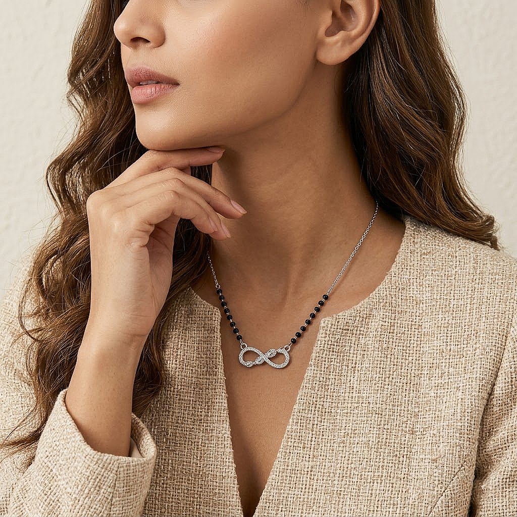 Crystal Infinity Silver Mangalsutra