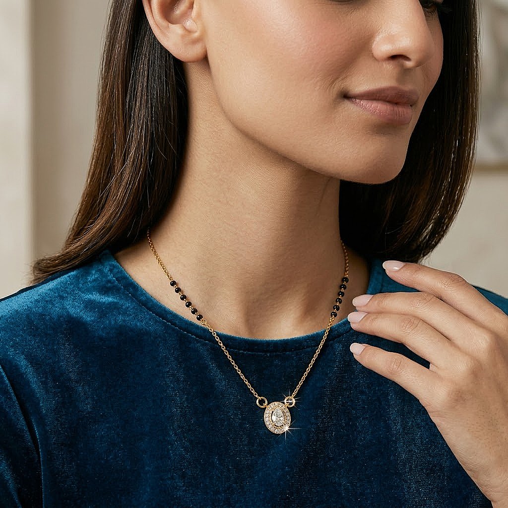 Oval Crystal Mangalsutra