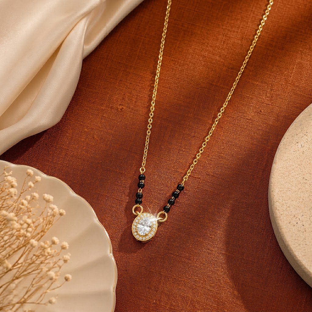 Oval Solitaire Mangalsutra