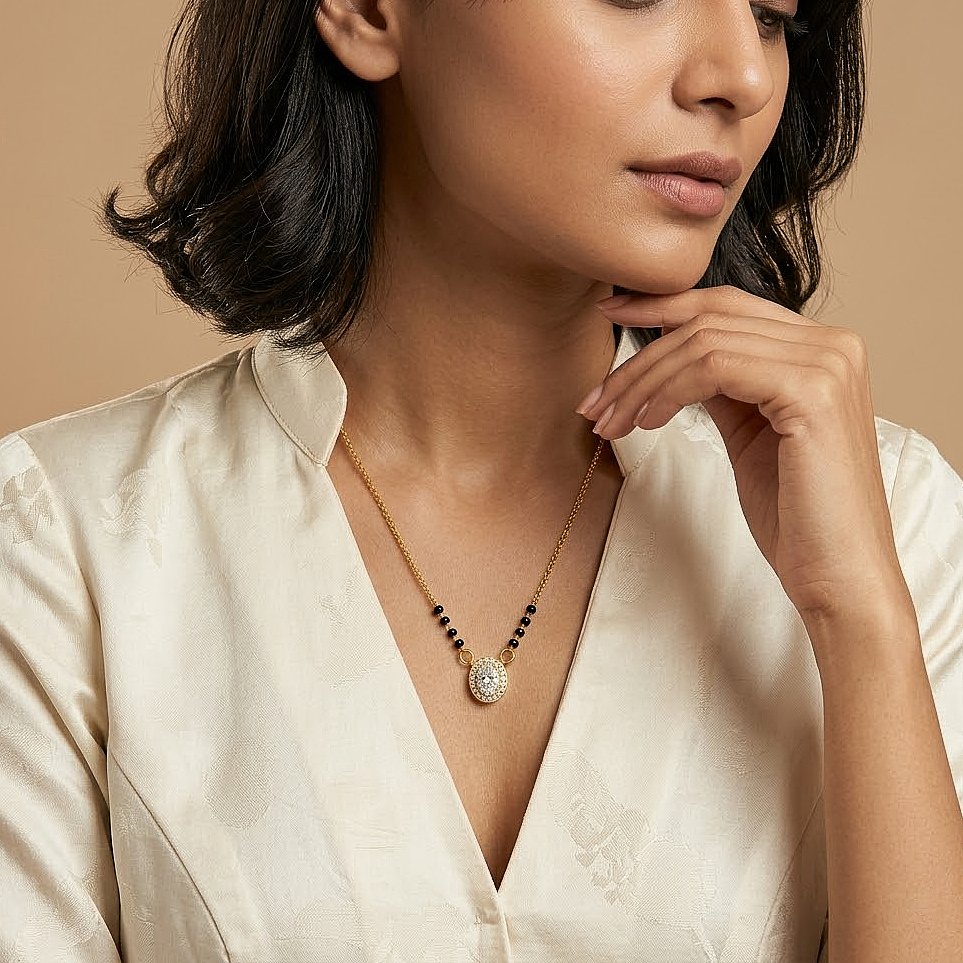 Oval Solitaire Mangalsutra